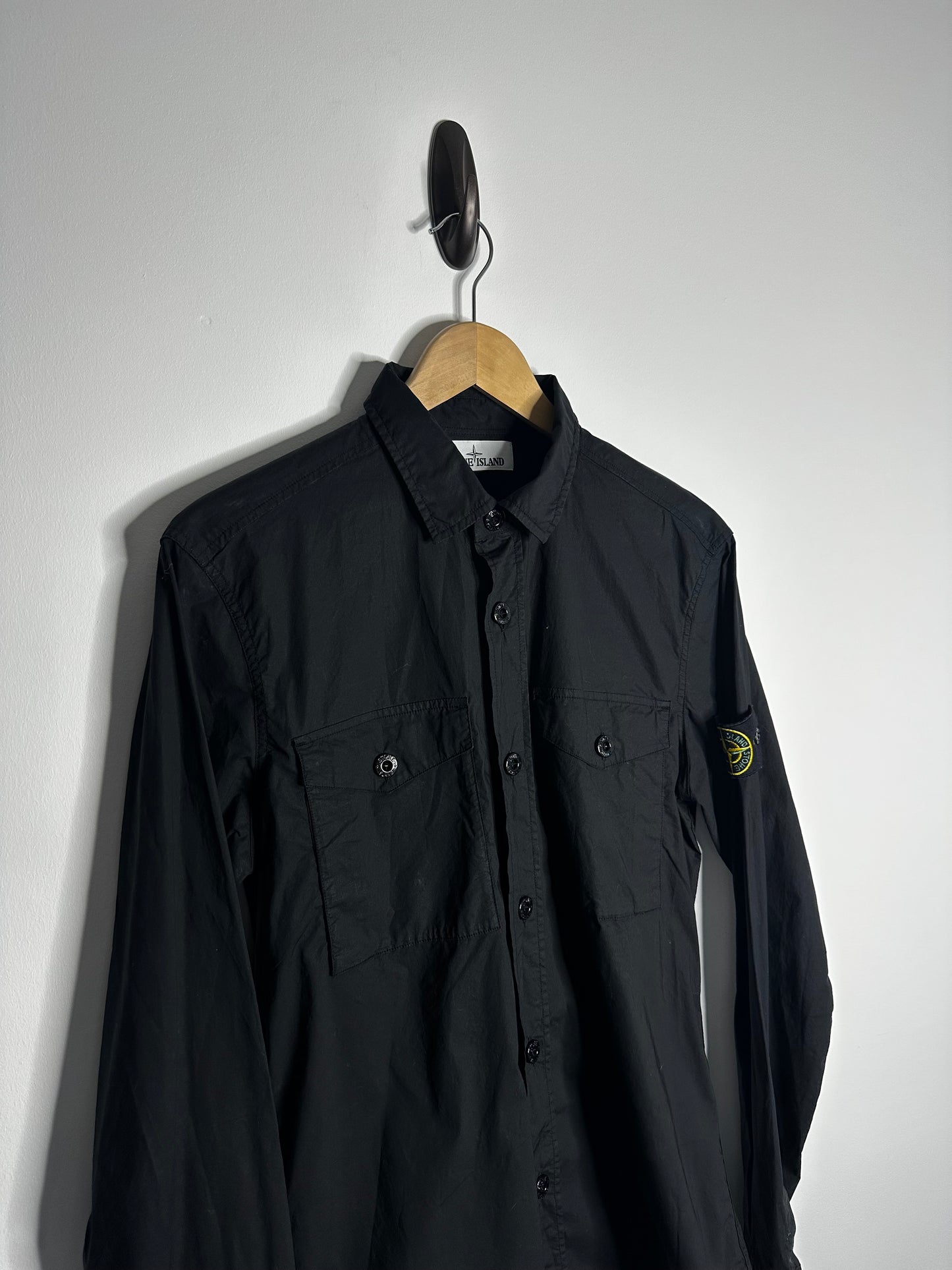 Stone Island Black Button Shirt - Medium