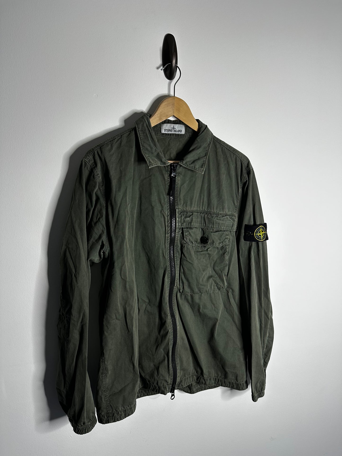 Stone Island Khaki Garment Dyed Overshirt - Large