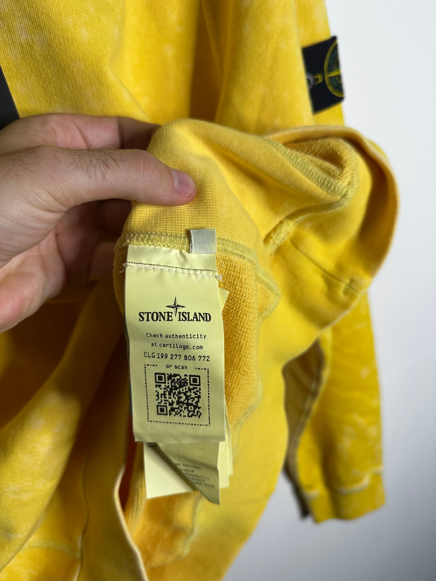 Stone Island Yellow Off Dye OVD Camo Hoodie - Large
