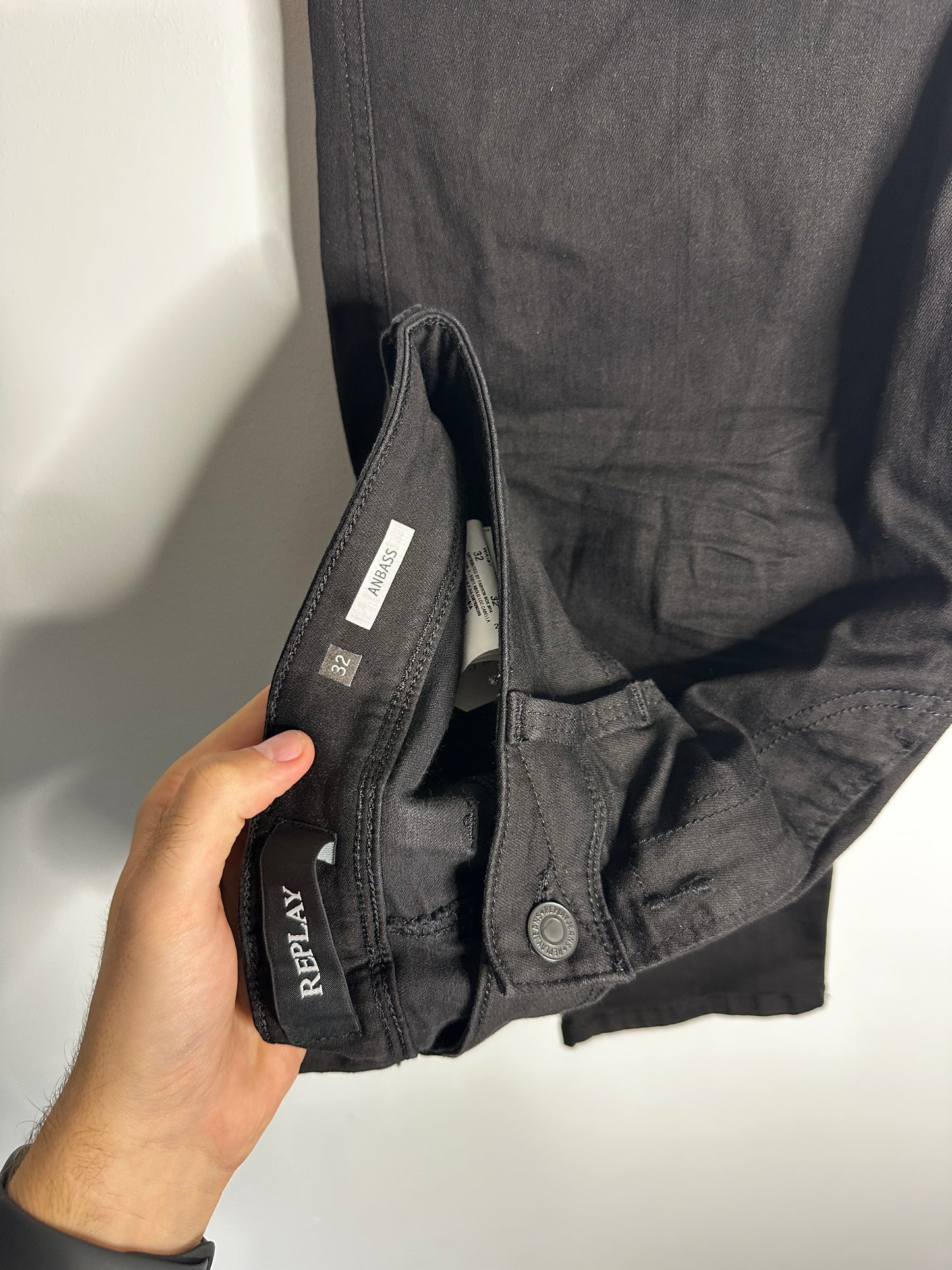 Replay Black Anbass Jeans - 32 Waist / 32 Leg