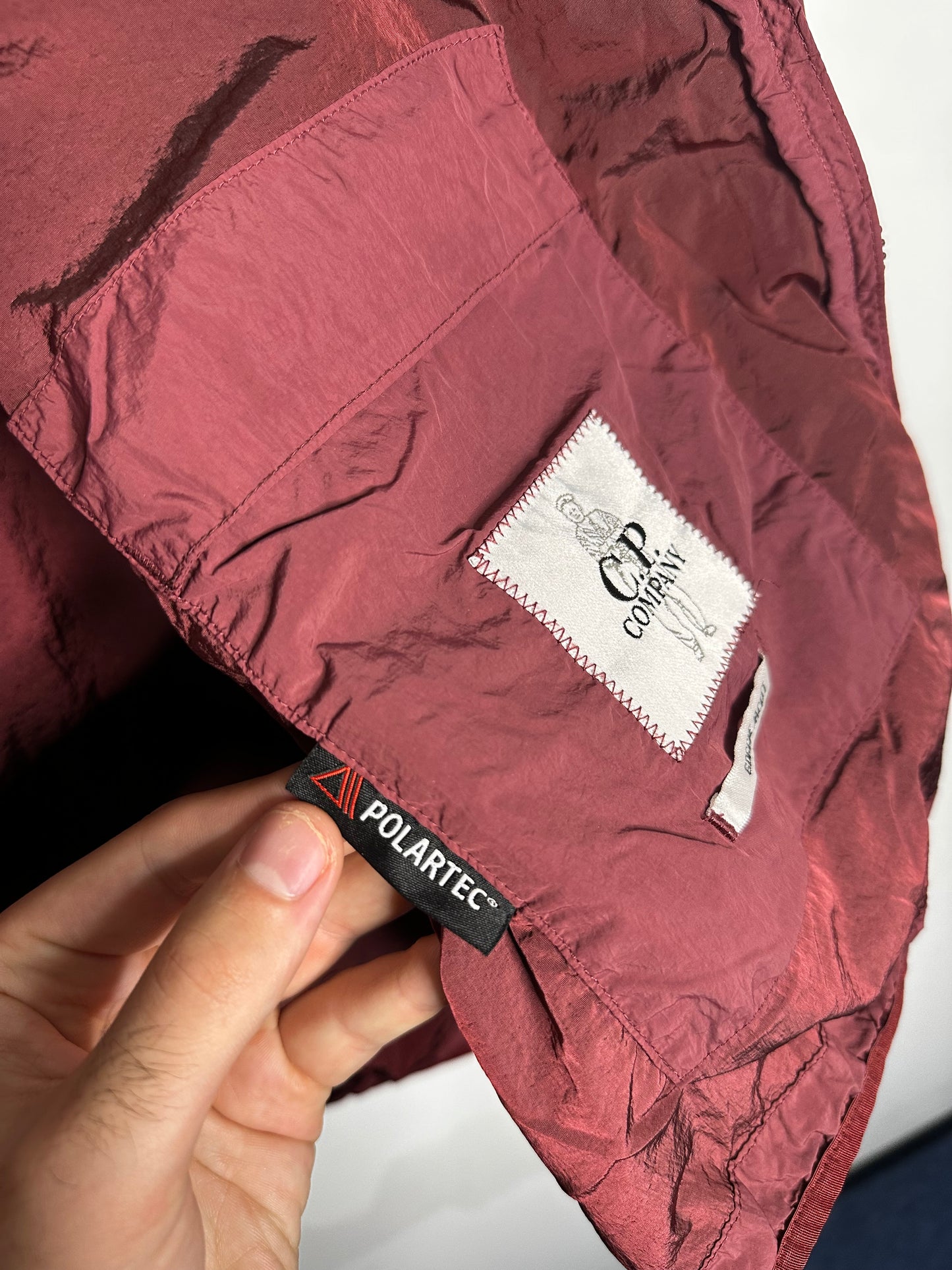C.P. Company Burgundy G.D.P. Hooded Polartec Goggle Jacket - Extra Large