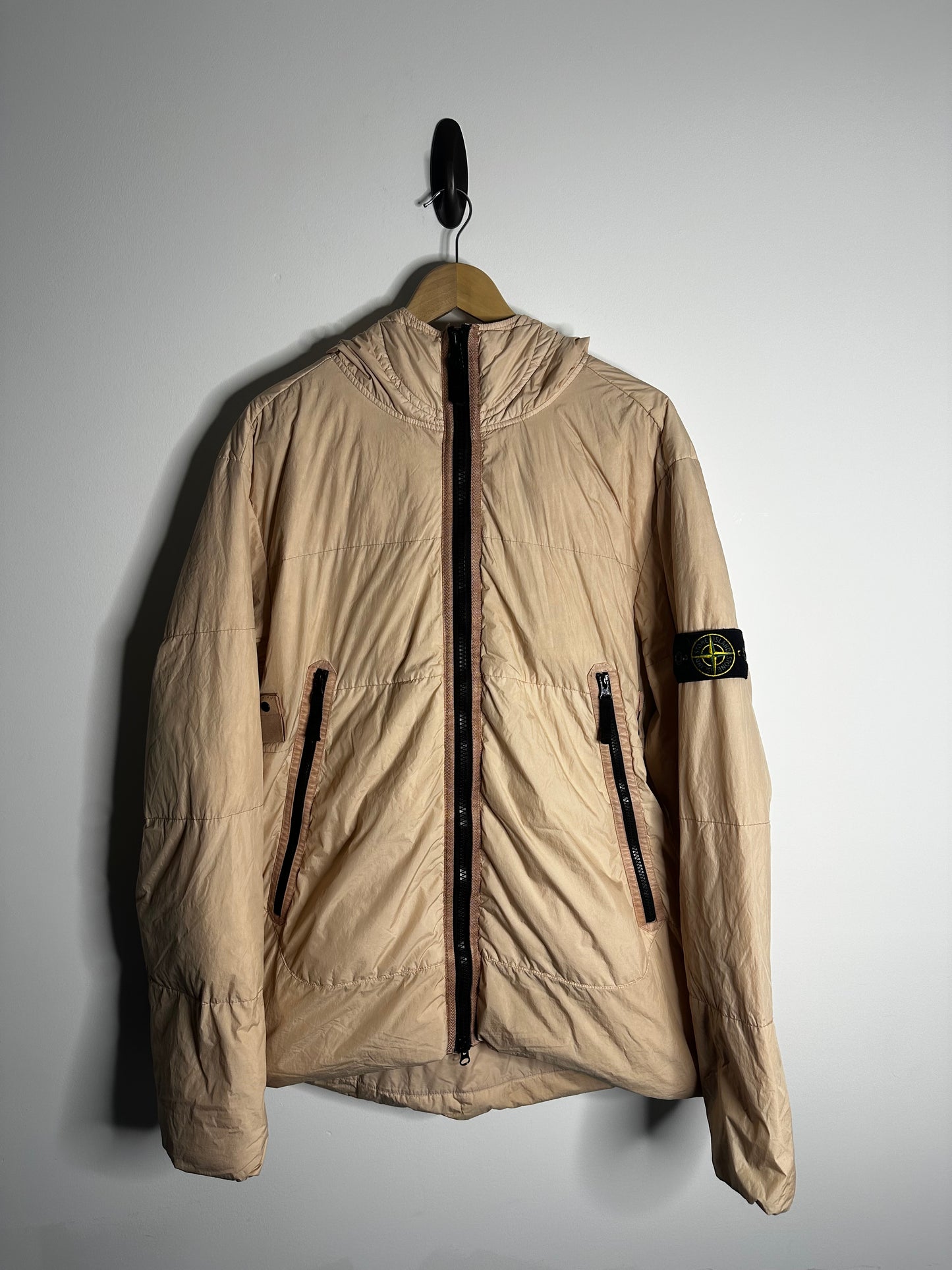 Stone Island Peach Crinkle Reps Down Hooded Jacket - XXL