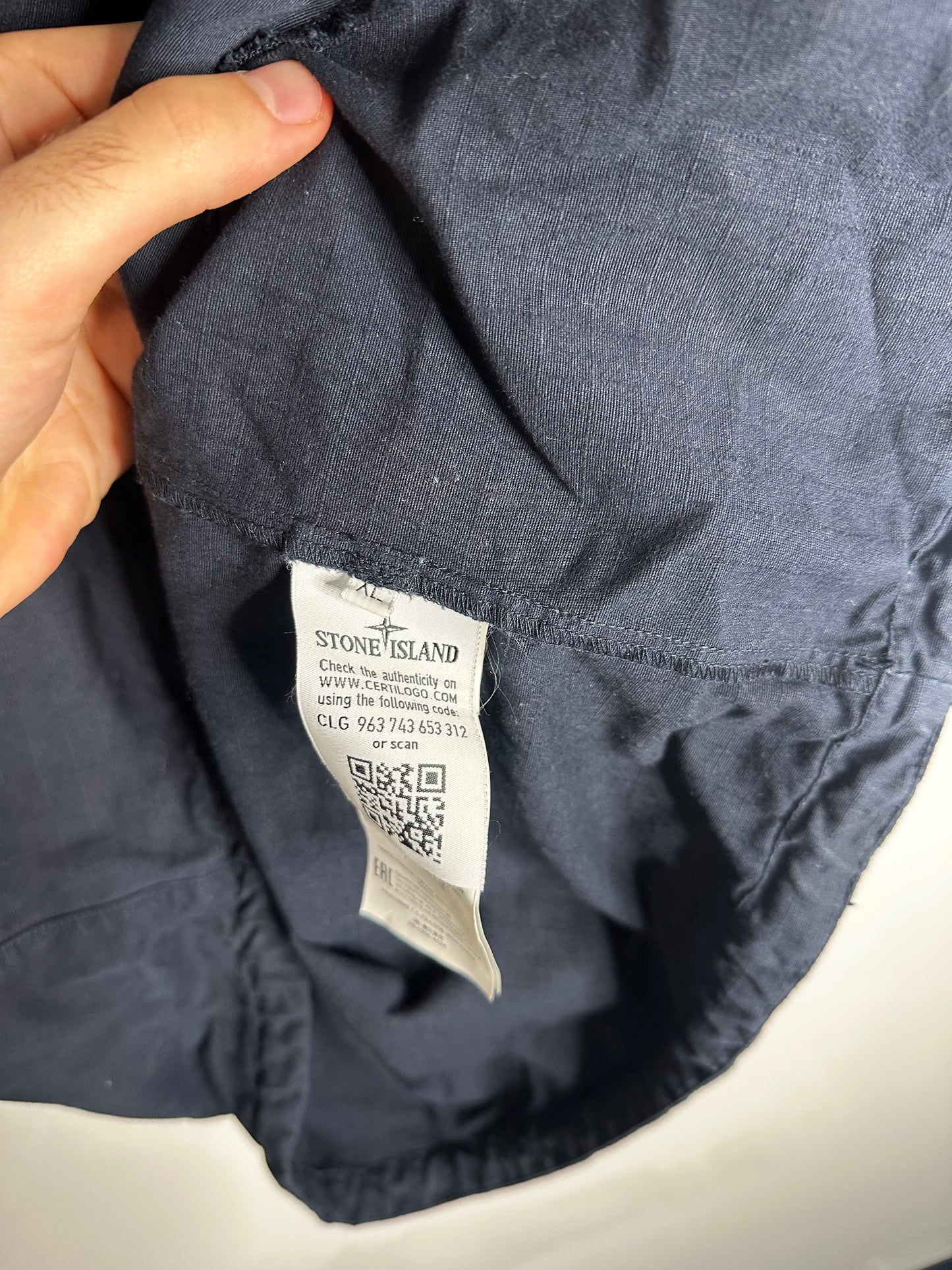 Stone Island Navy Ripstop Pullover Smock - Extra Large