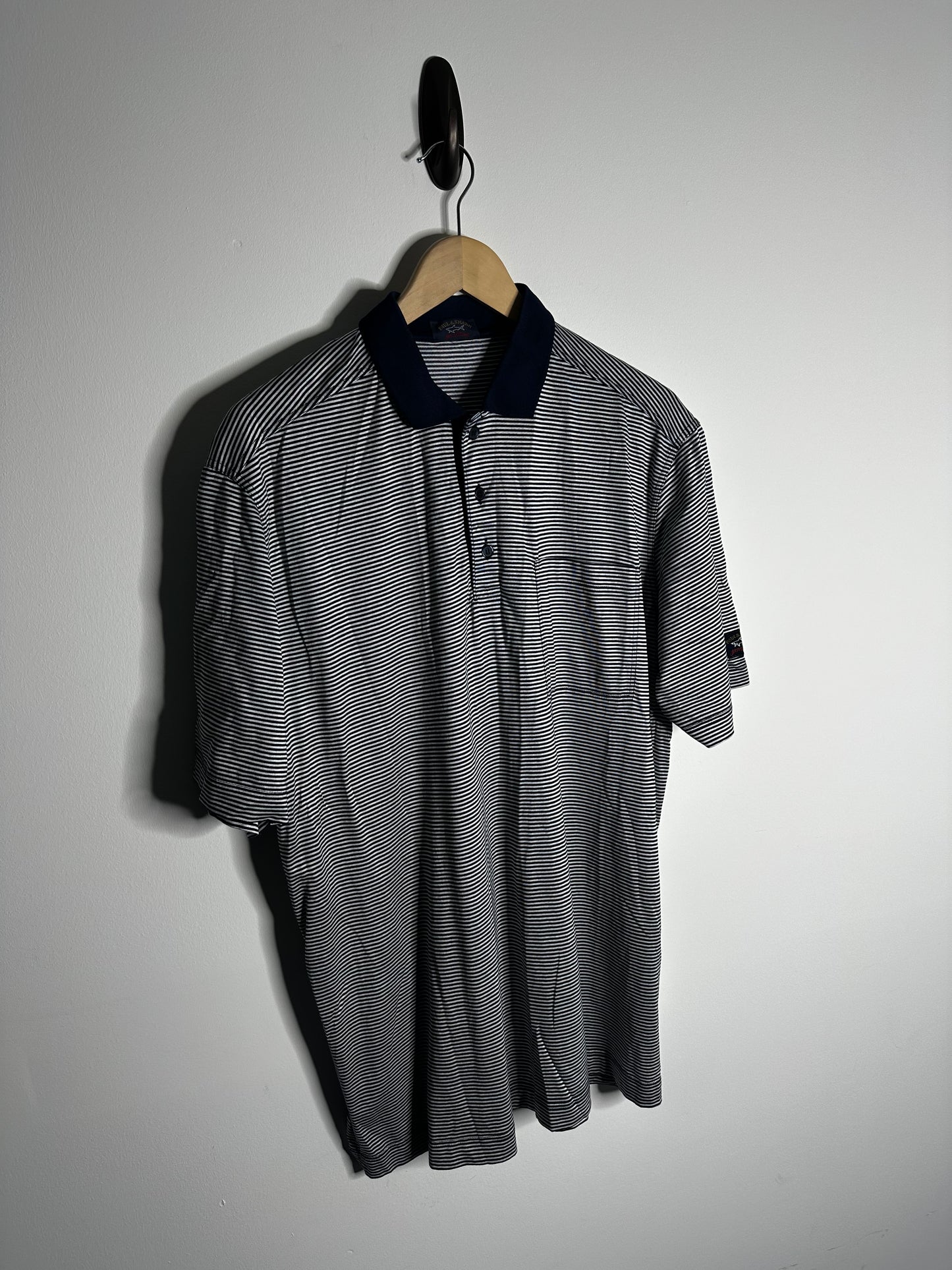 Paul & Shark Navy & White Striped Polo Shirt - Extra Large
