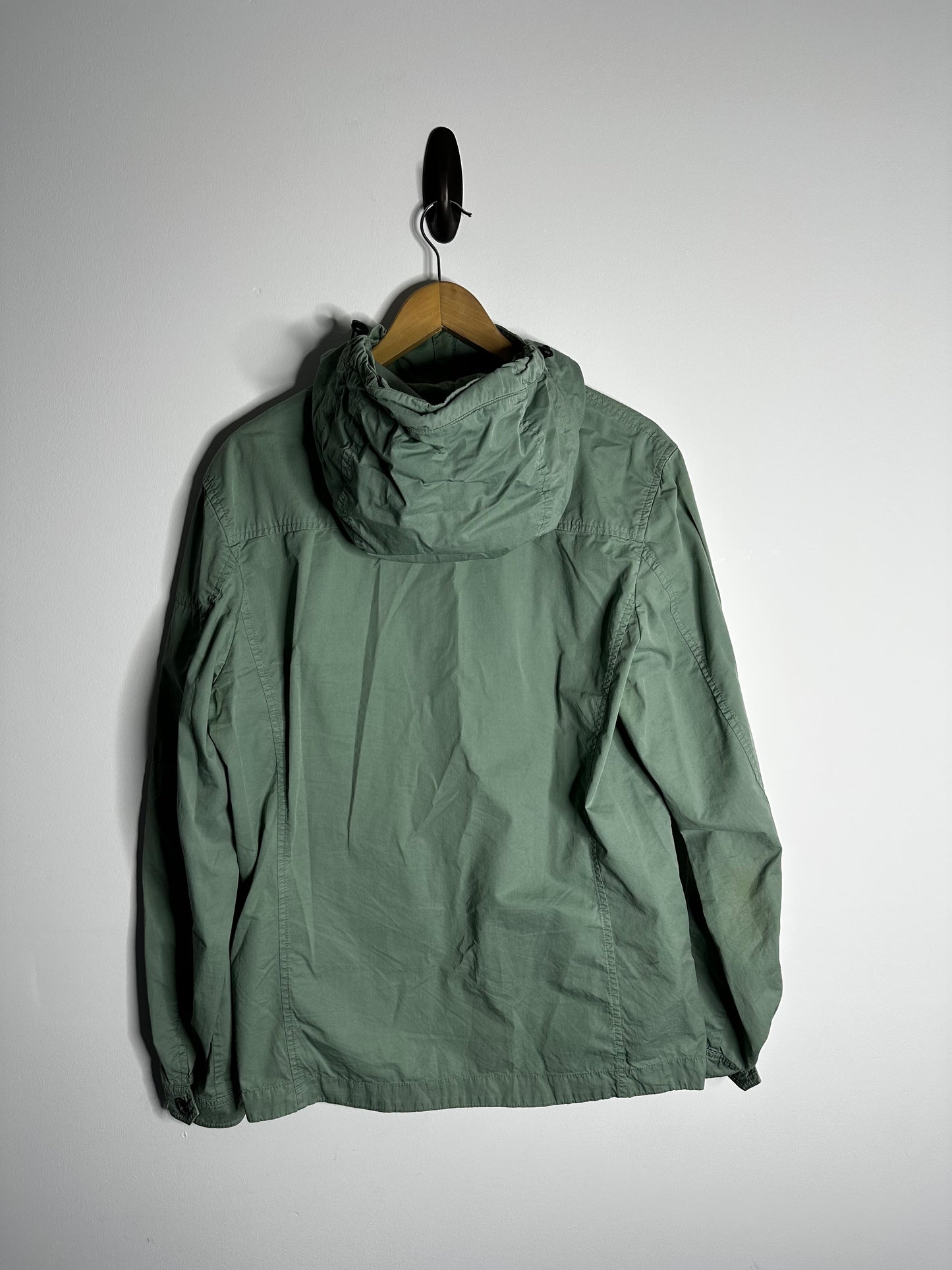 C.P. Company Green Gabardine Hooded Overshirt - Large
