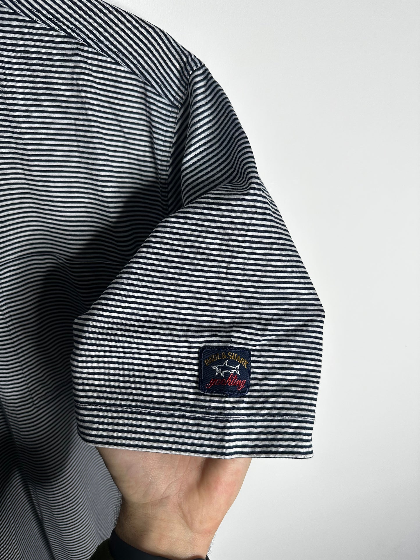 Paul & Shark Navy & White Striped Polo Shirt - Extra Large