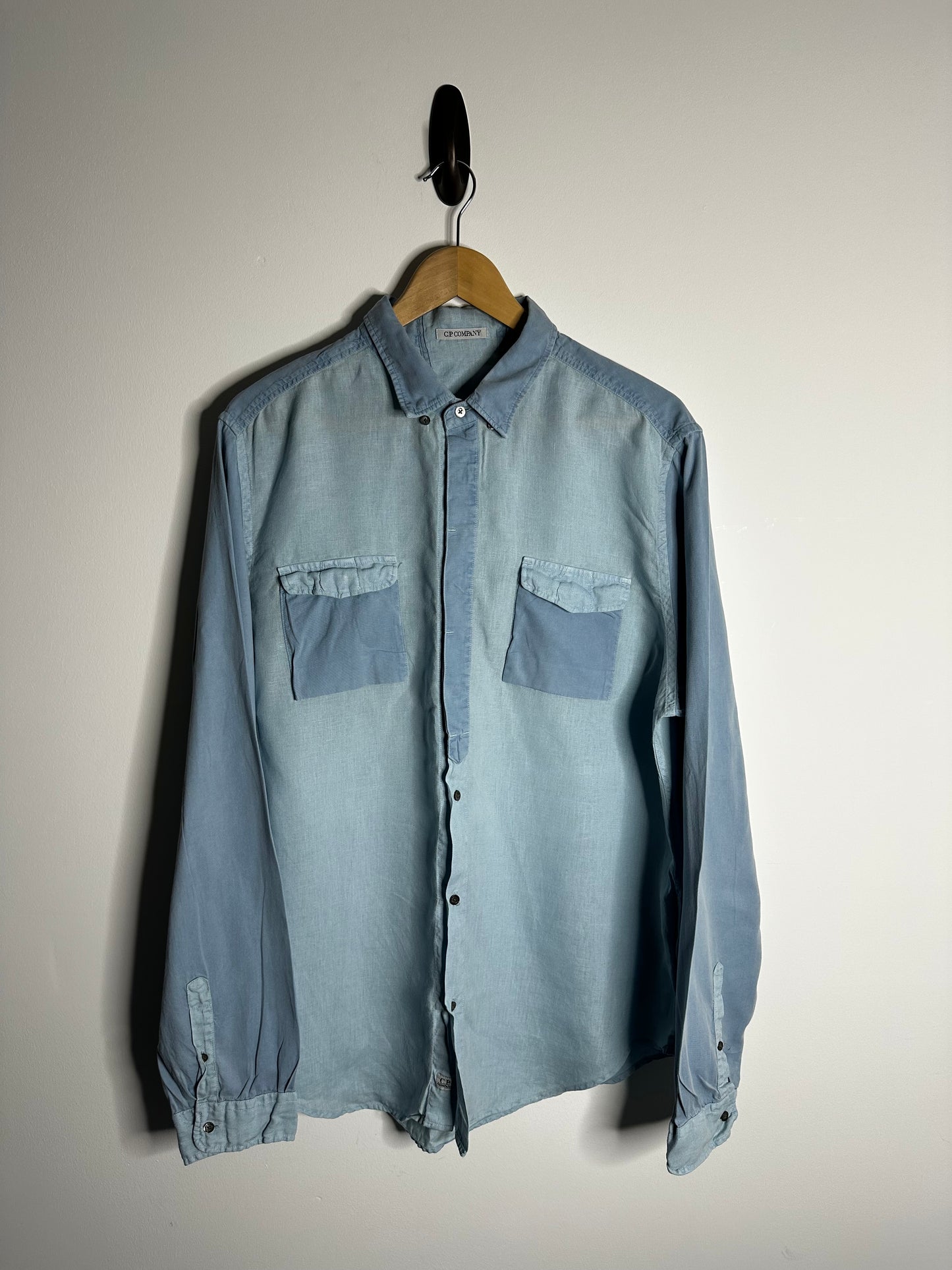 C.P. Company Blue Linen Long Sleeve Shirt - XXL