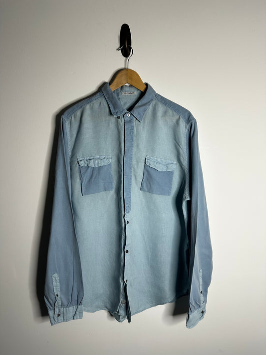C.P. Company Blue Linen Long Sleeve Shirt - XXL