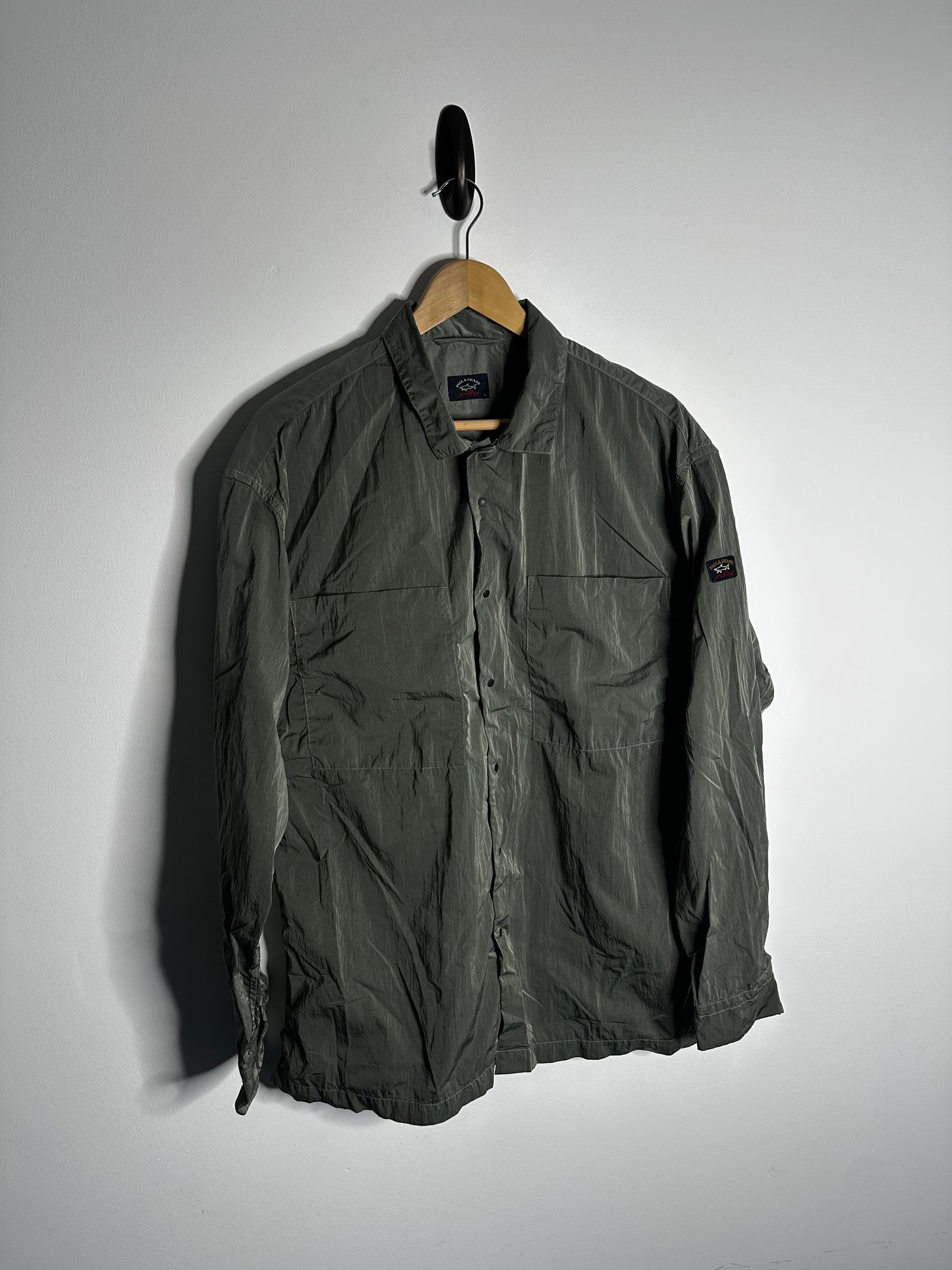 Paul & Shark Khaki Nylon Metal Econyl Overshirt - Extra Large