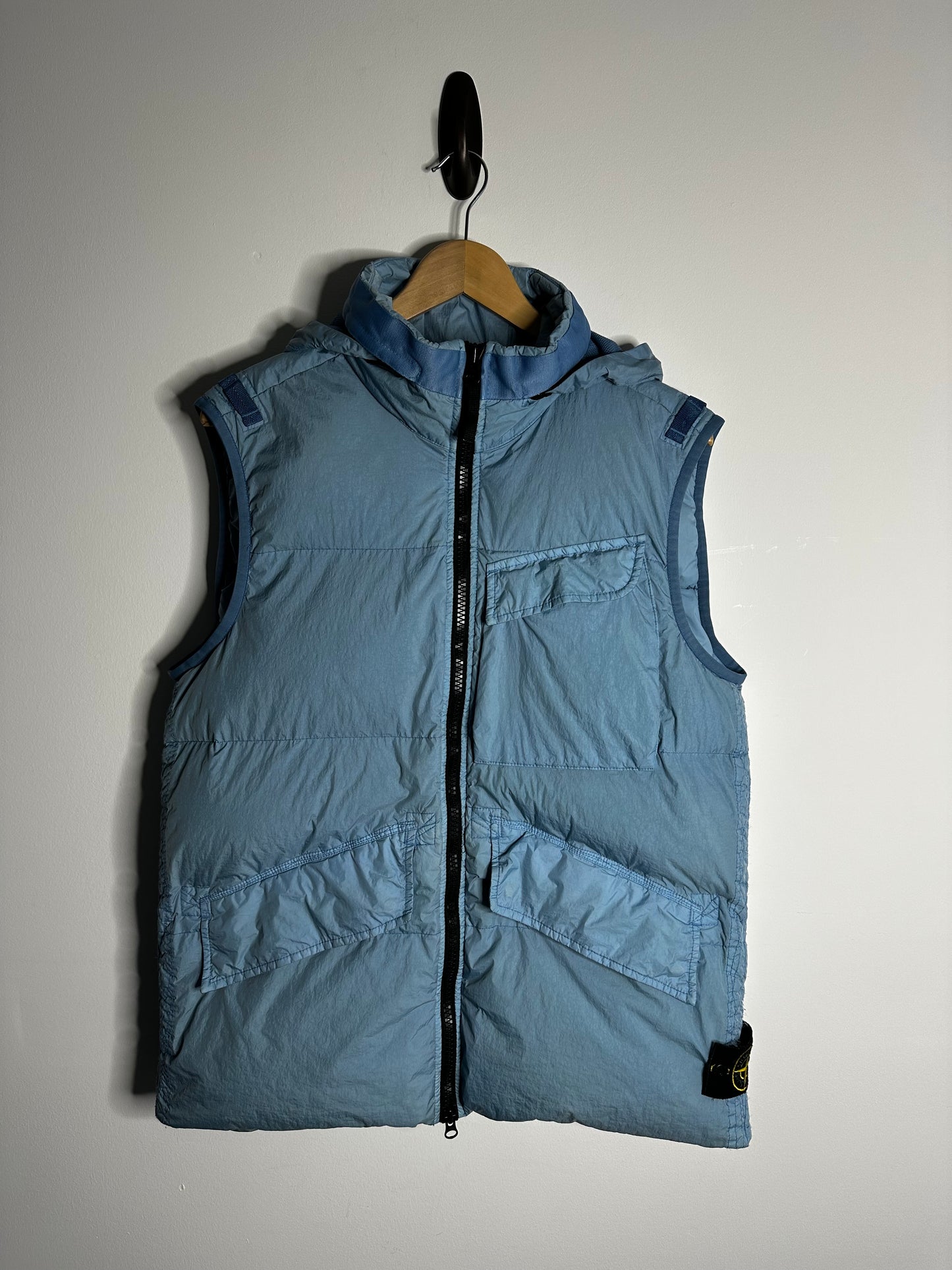 Stone Island Blue Crinkle Reps R-NY Down Gilet - Medium