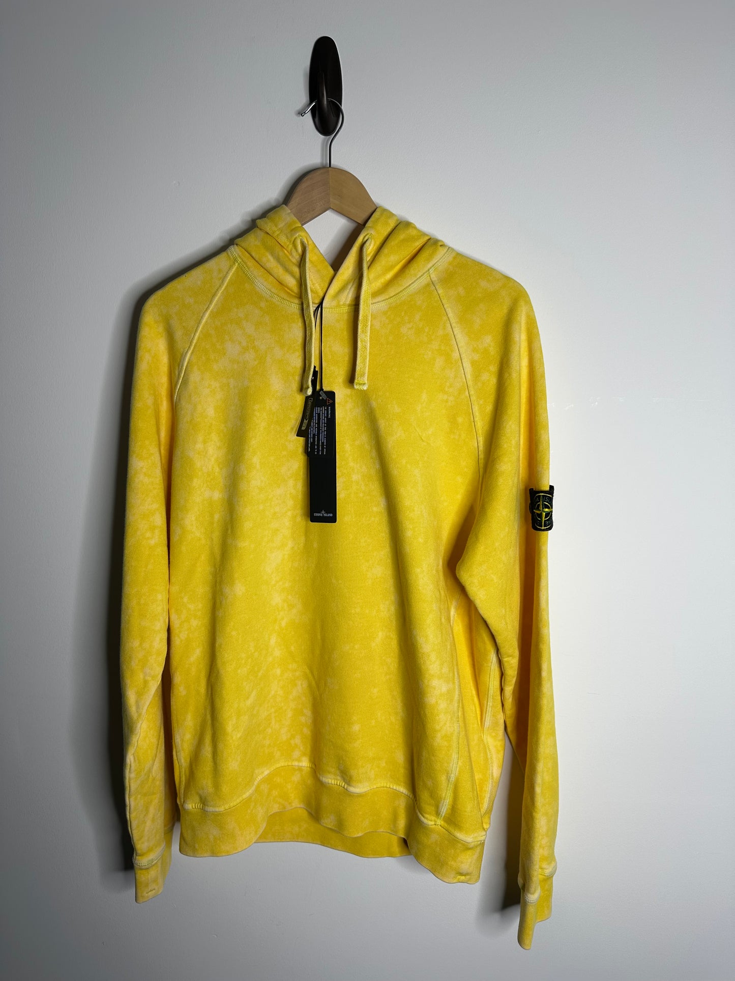 Stone Island Yellow Off Dye OVD Camo Hoodie - Large