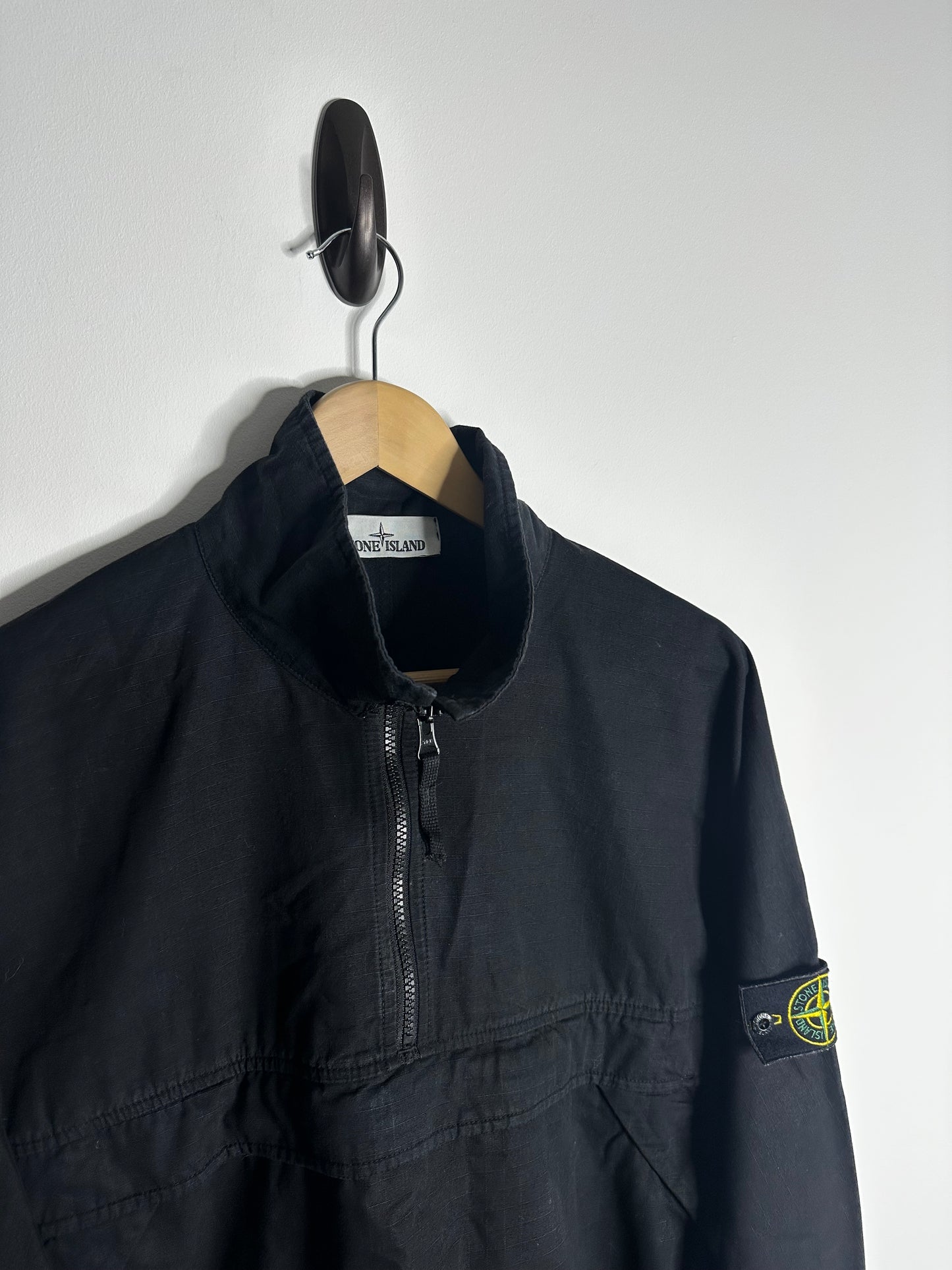Stone Island Black Ripstop Pullover Smock - Extra Large