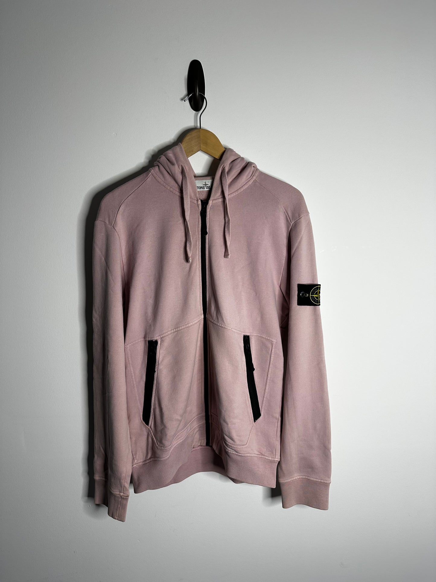 Stone Island Pink Full Zip Hoodie - Large