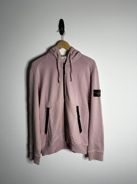 Stone Island Pink Full Zip Hoodie - Large