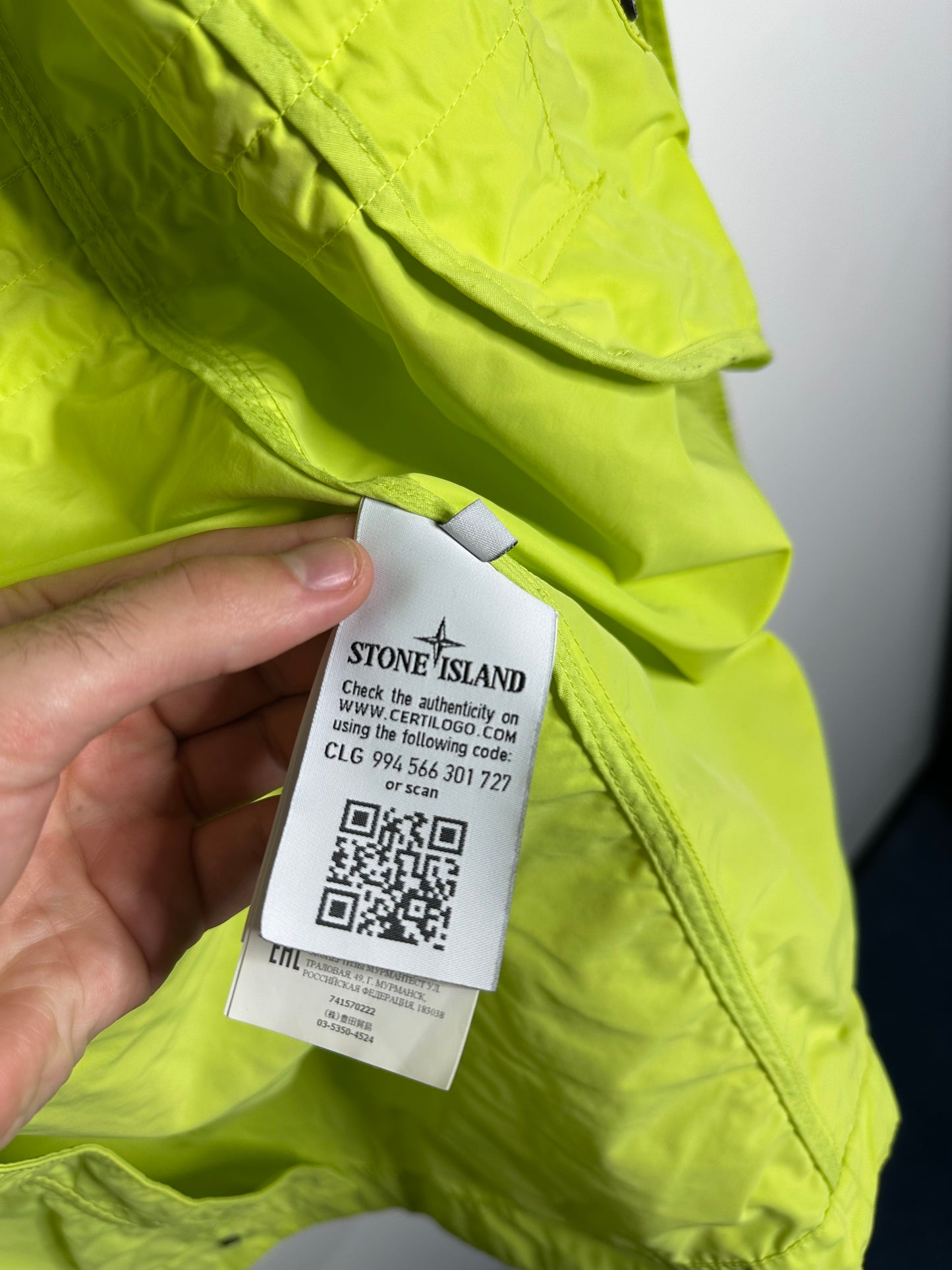 Stone Island Lime Green Micro Reps Long Jacket - Extra Large
