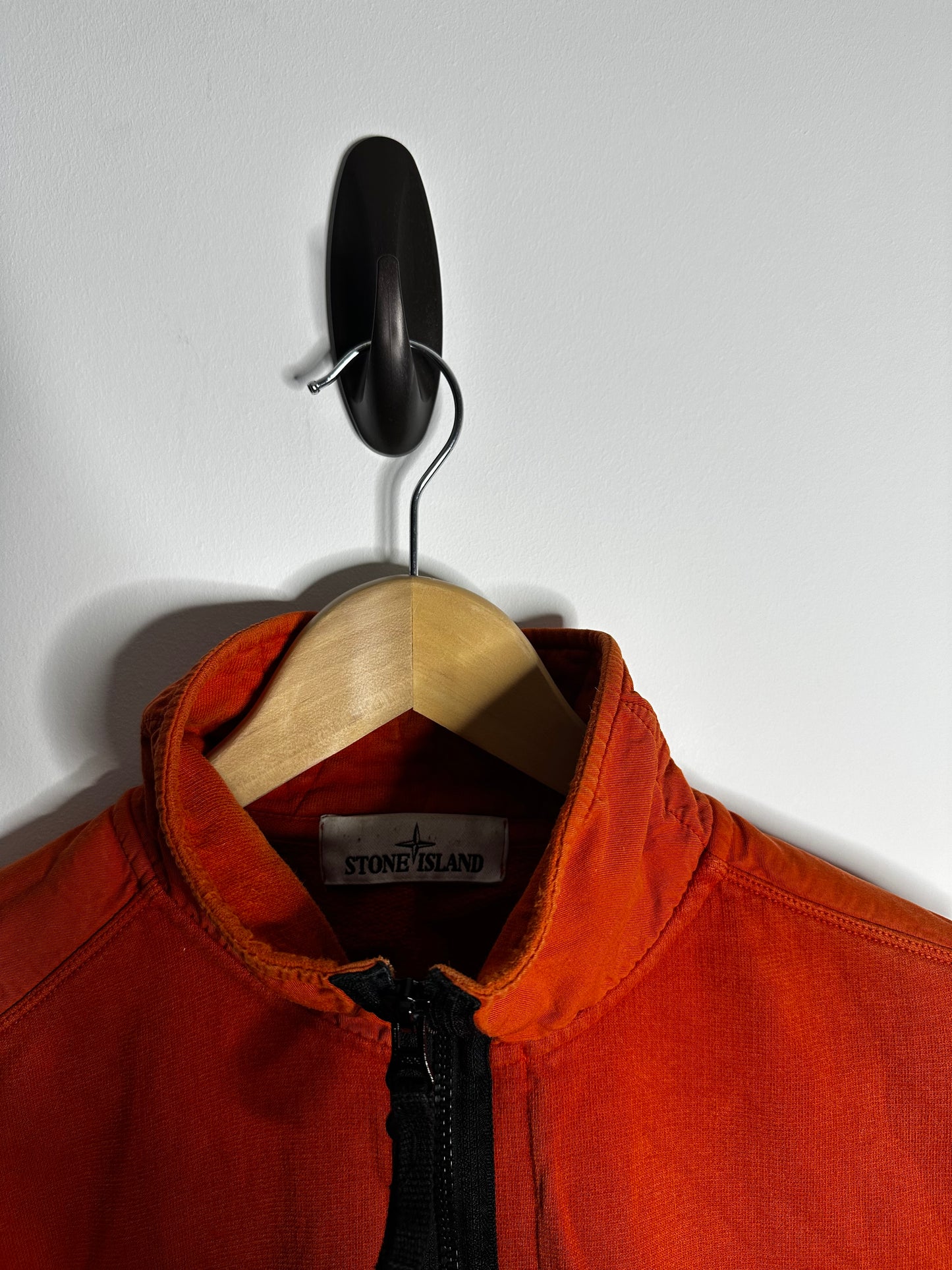 Stone Island Orange 1/4 Zip Jumper - Large