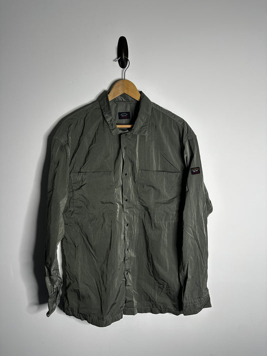 Paul & Shark Khaki Nylon Metal Econyl Overshirt - Extra Large