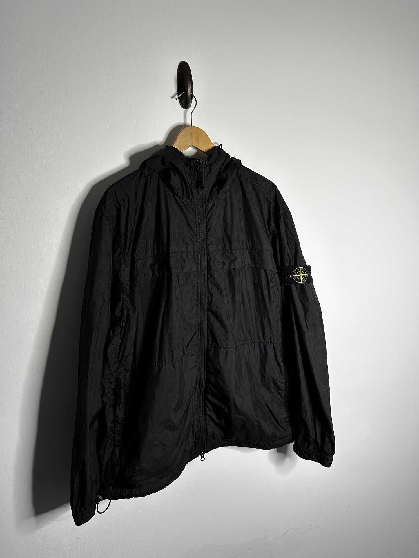 Stone Island Black Crinkle Reps R-NY Hooded Jacket - XXL