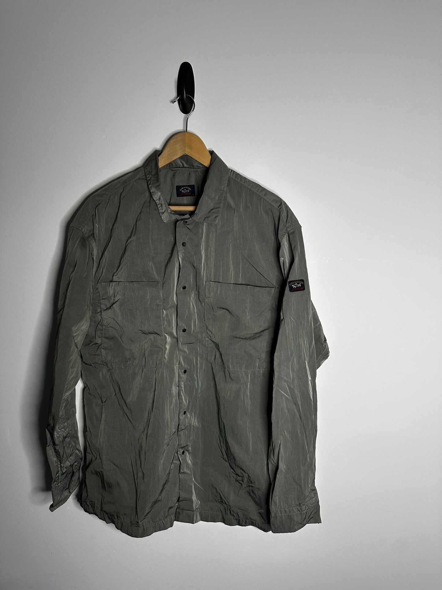 Paul & Shark Khaki Nylon Metal Econyl Overshirt - Extra Large