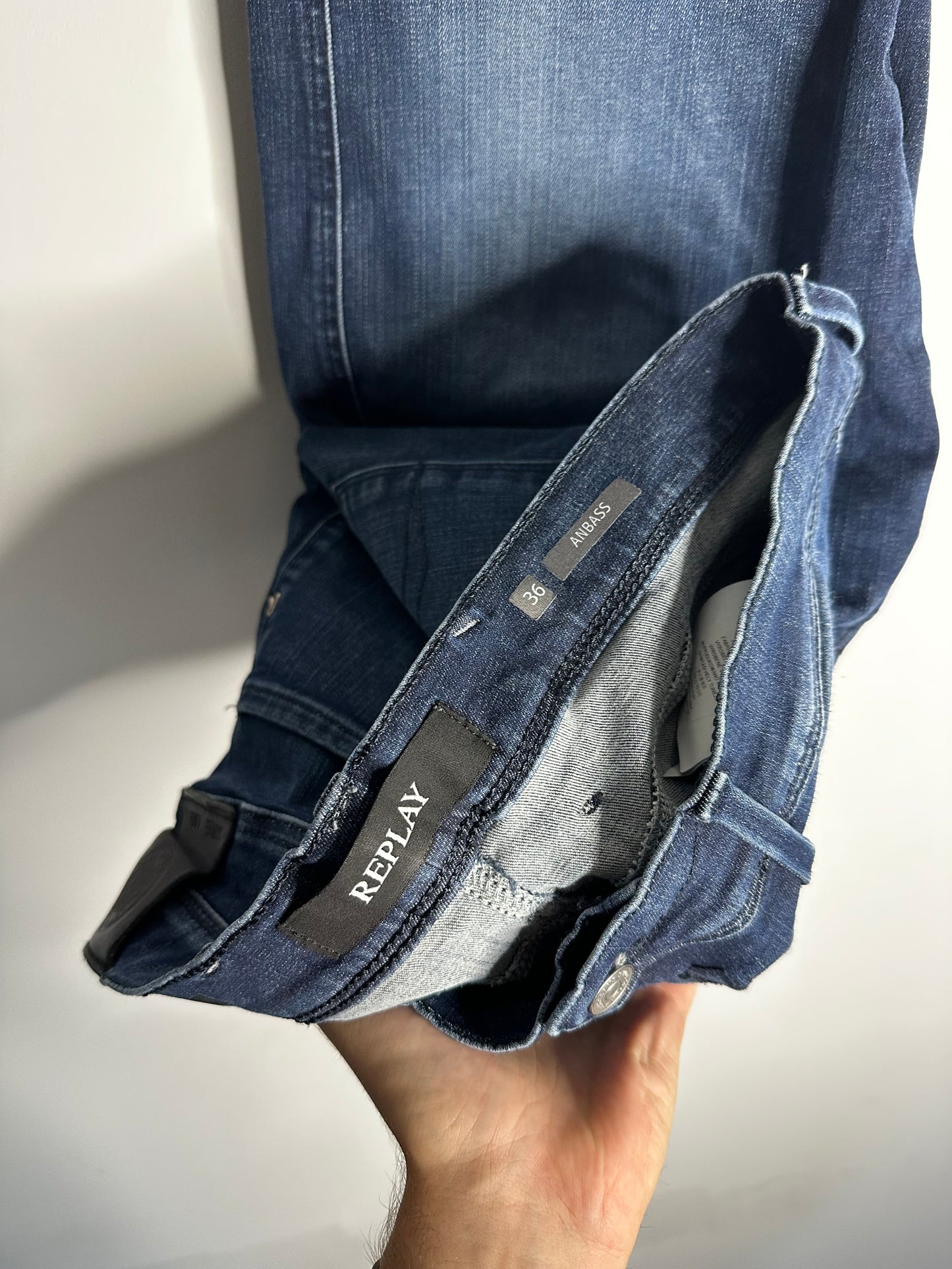 Replay Blue Anbass Hyperflex Jeans - 36 Waist / 32 Leg