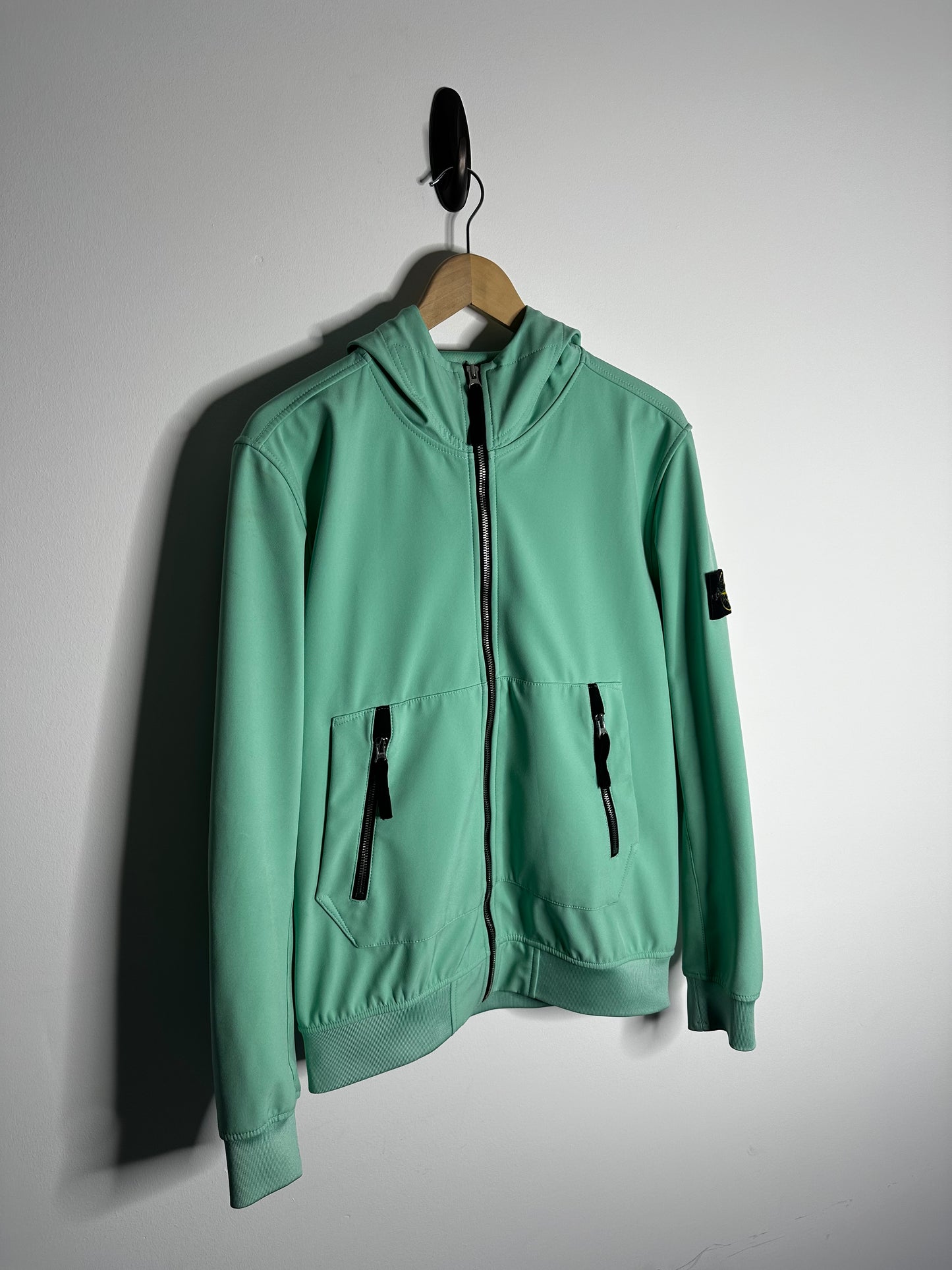Stone Island Mint Green Light Soft Shell - R eDye Technloogy Hooded Jacket - Medium