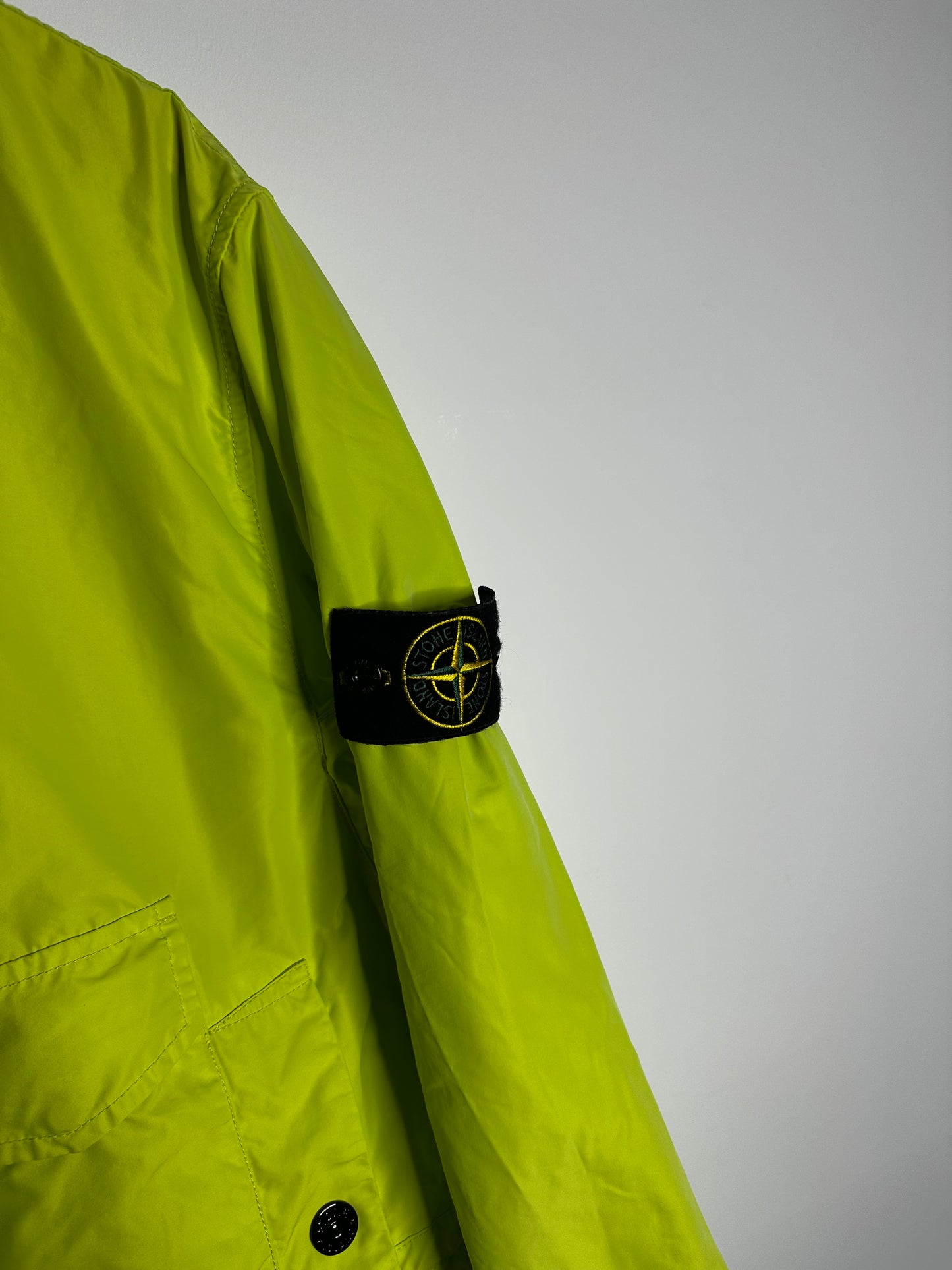 Stone Island Lime Green Micro Reps Long Jacket - Extra Large