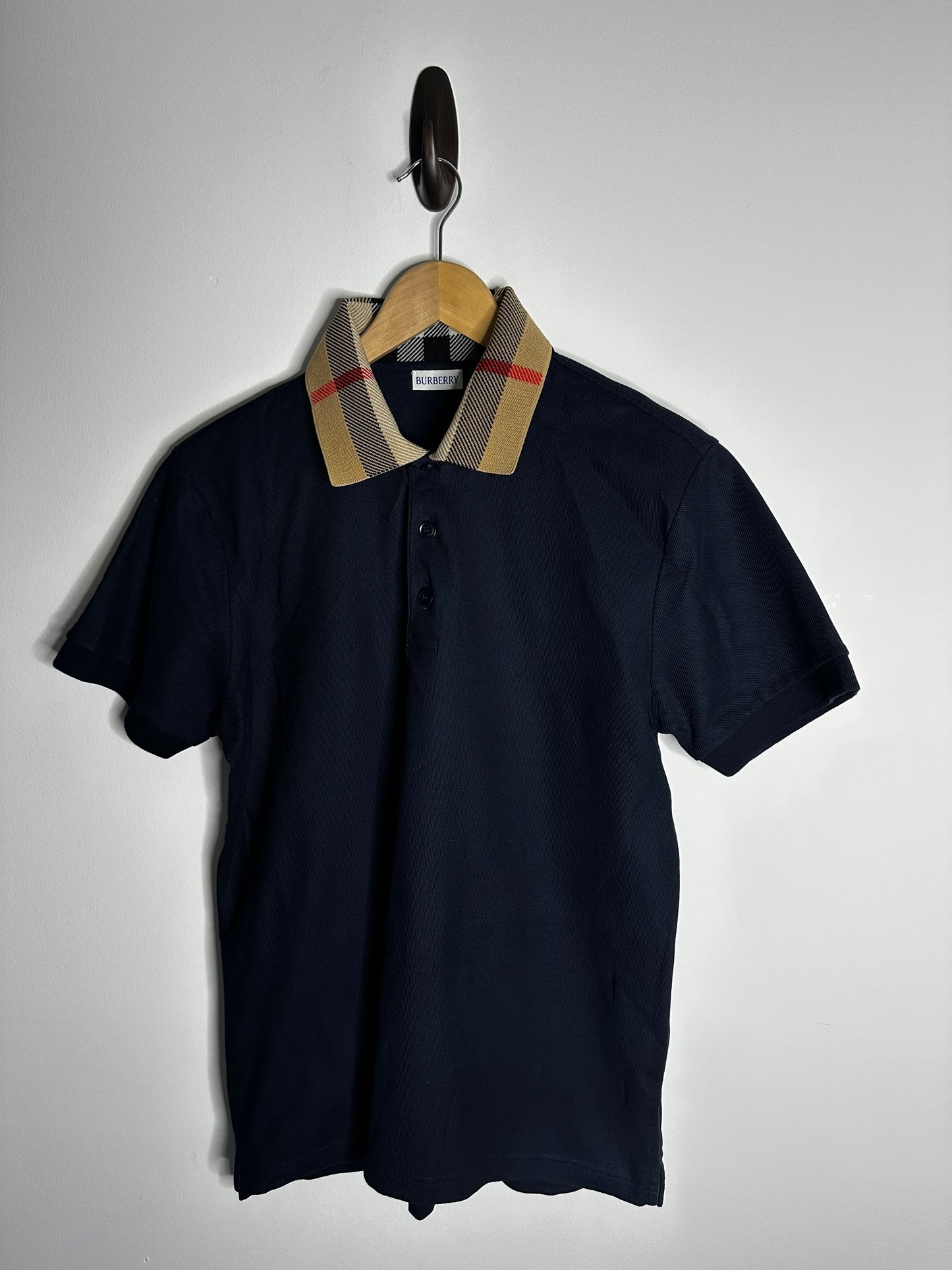 Burberry Smoked Navy Nova Check Collar Polo Shirt - Medium