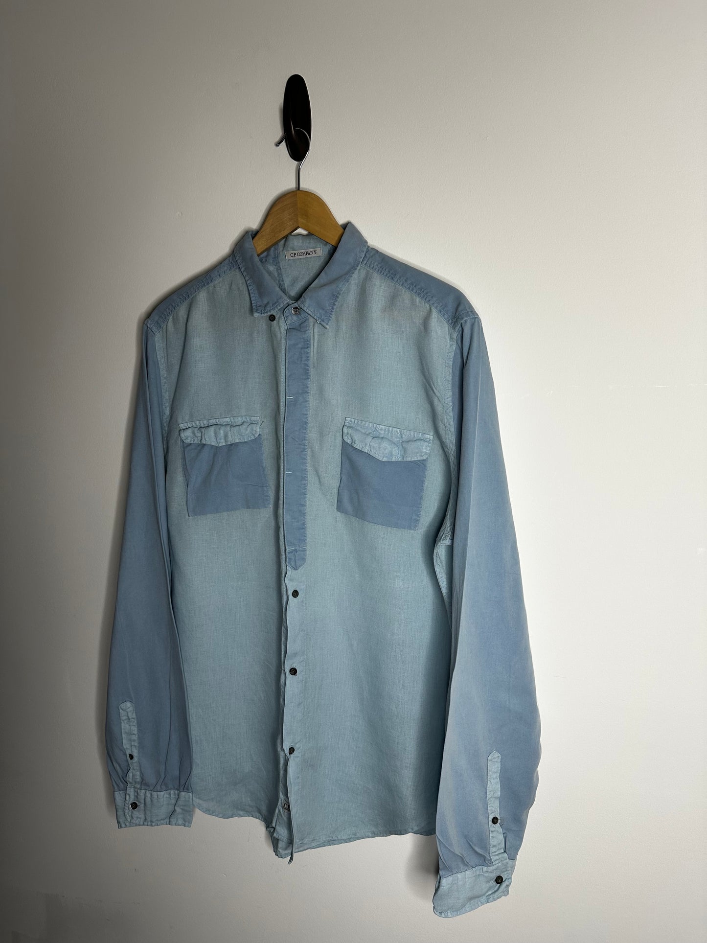 C.P. Company Blue Linen Long Sleeve Shirt - XXL