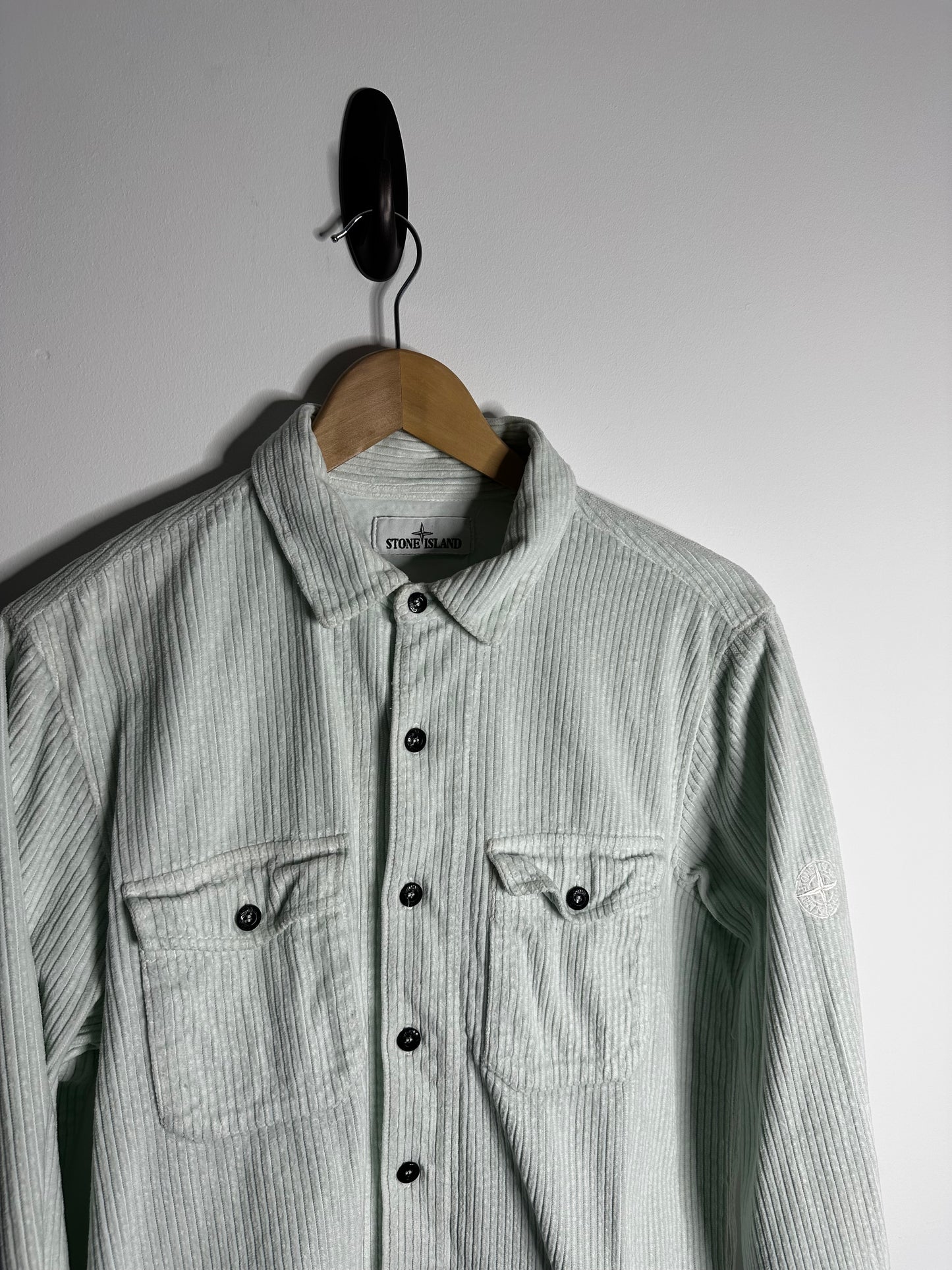 Stone Island Mint Blue Corduroy Overshirt - Medium