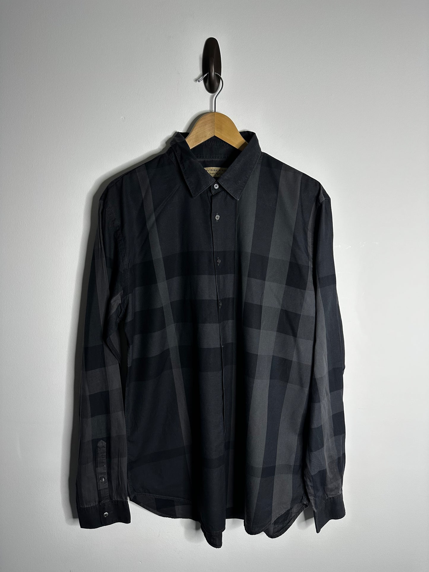 Burberry Black Check Long Sleeve Shirt - XXL