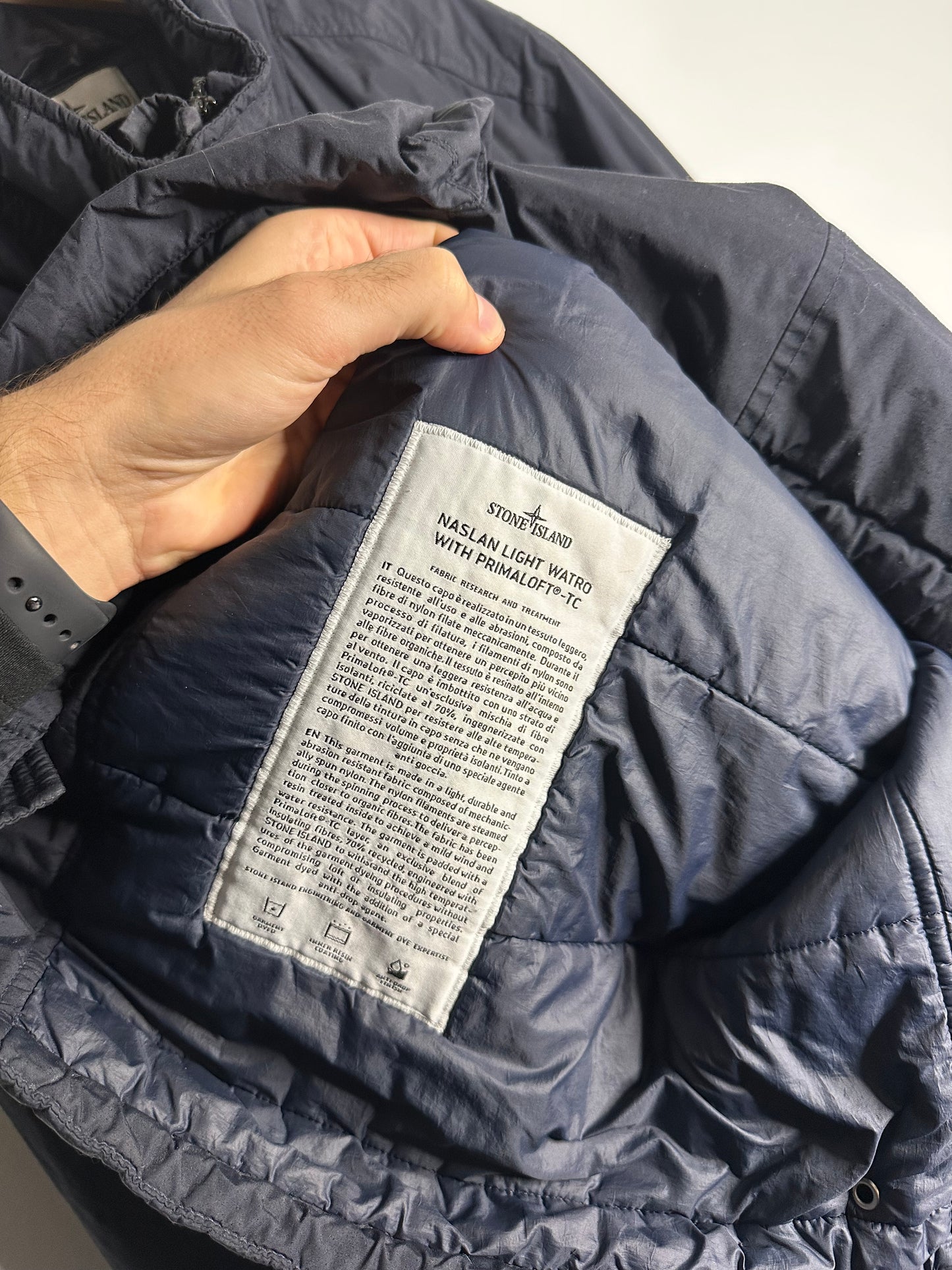 Stone Island Navy Naslan Light Watro Primaloft Field Jacket - Extra Large