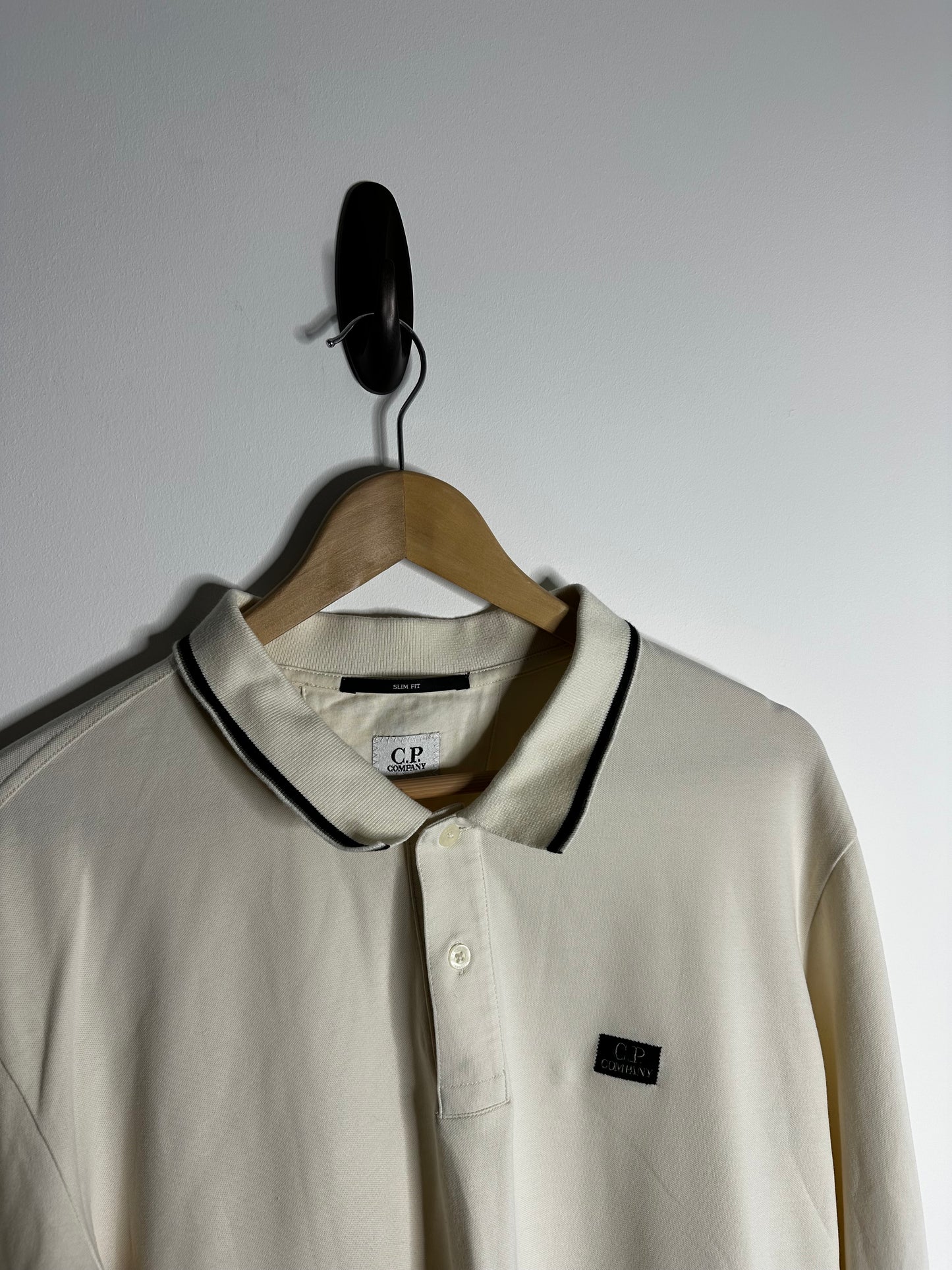 C.P. Company Cream Long Sleeve Polo Shirt - XXL