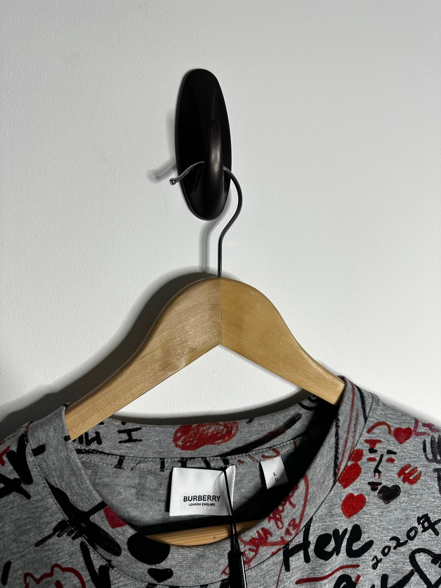 Burberry Grey Graffiti Print T - Shirt - Large