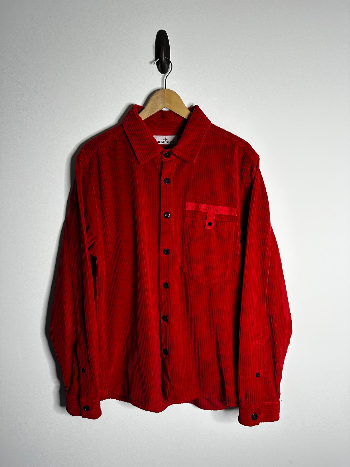 Stone Island Red Corduroy Overshirt - Large