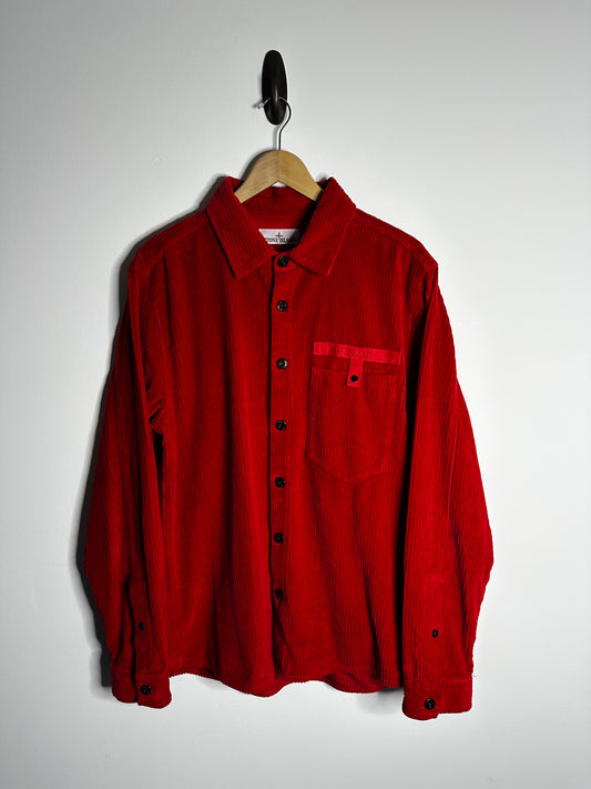 Stone Island Red Corduroy Overshirt - Large