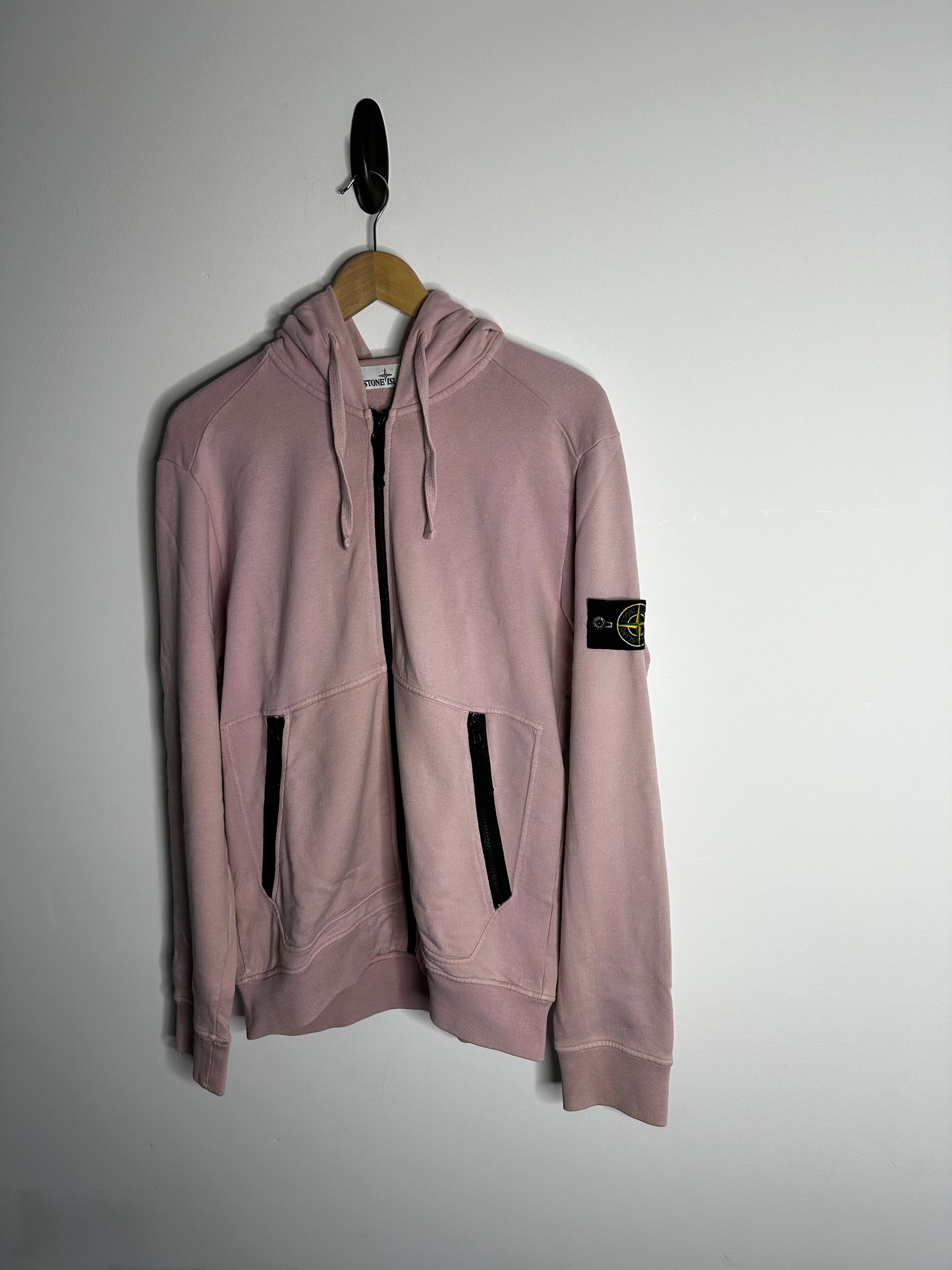 Stone Island Pink Full Zip Hoodie - Large