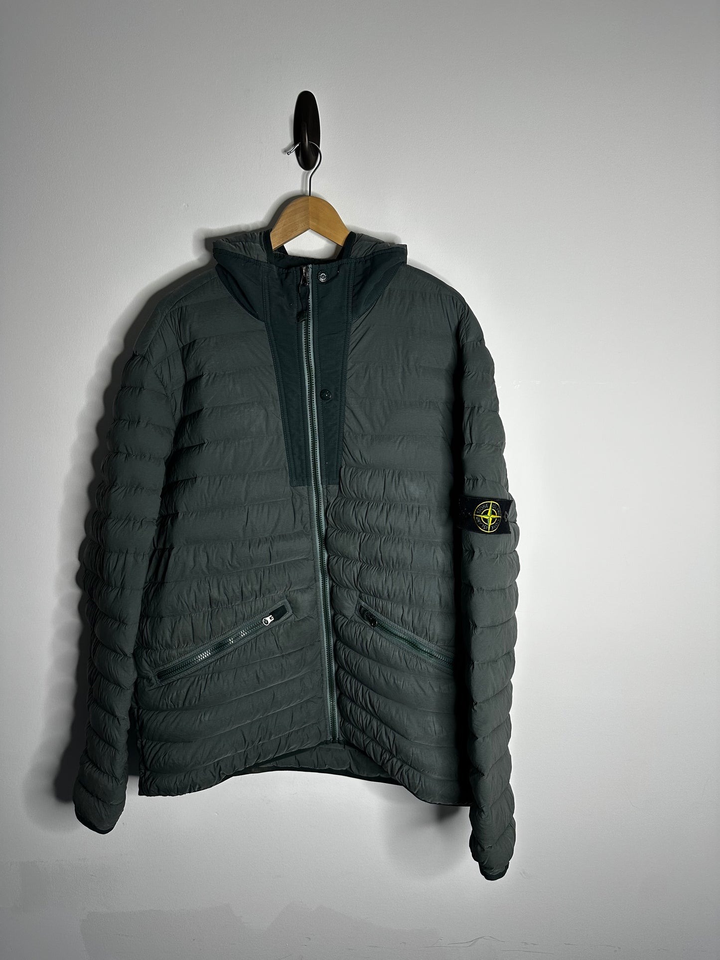 Stone Island Green Loom Woven Down Chambers Puffer Jacket - XXXL