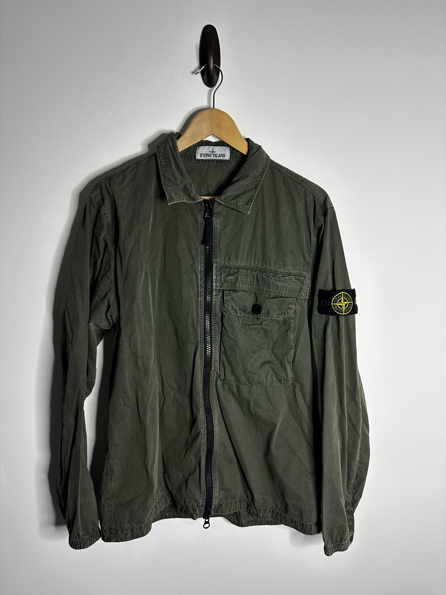 Stone Island Khaki Garment Dyed Overshirt - Large