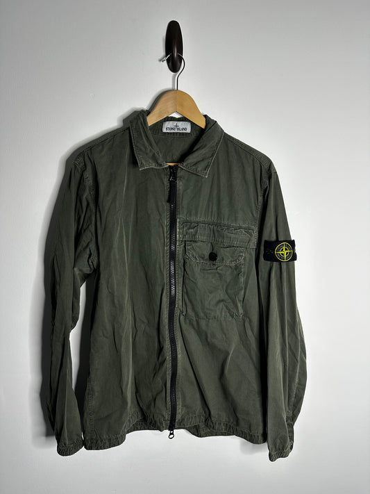 Stone Island Khaki Garment Dyed Overshirt - Large