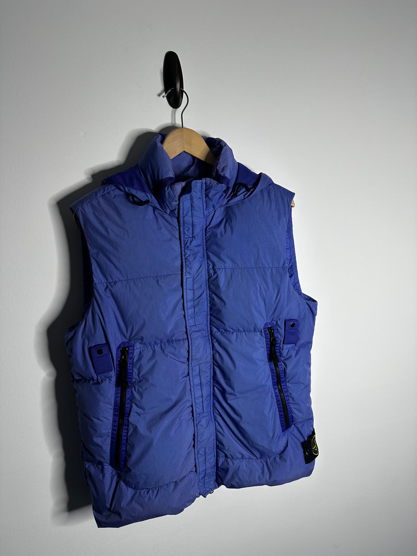 Stone Island Blue Garment Dyed Crinkle Reps NY Down Gilet - Medium