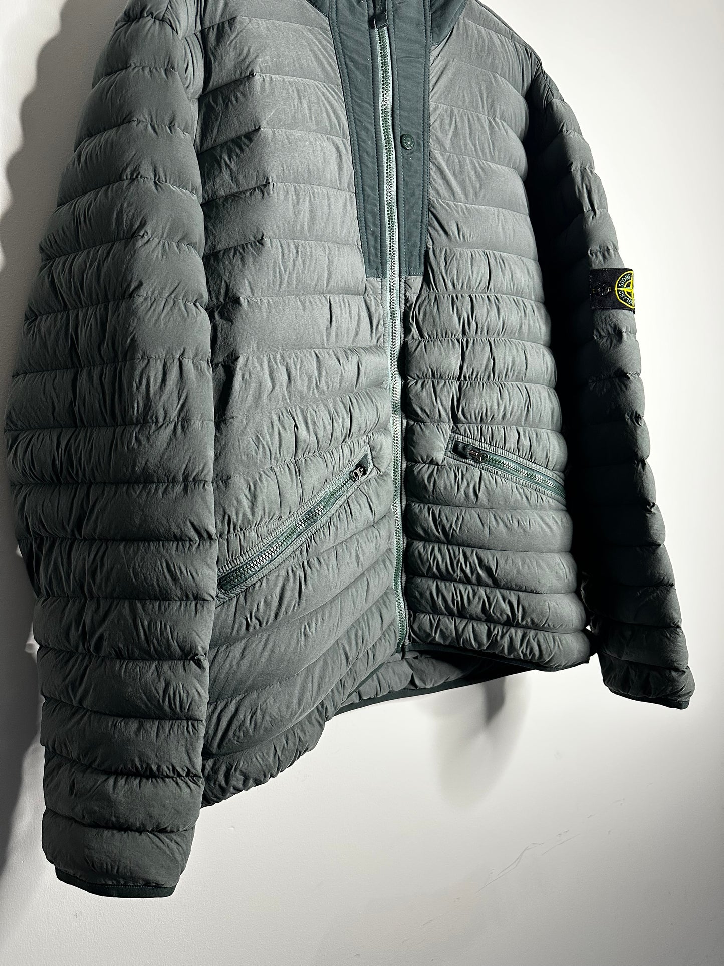 Stone Island Green Loom Woven Down Chambers Puffer Jacket - XXXL