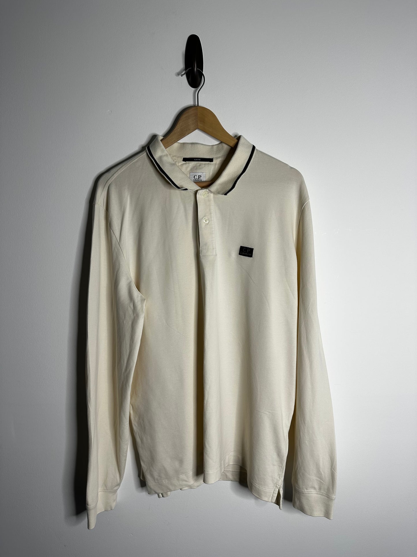 C.P. Company Cream Long Sleeve Polo Shirt - XXL
