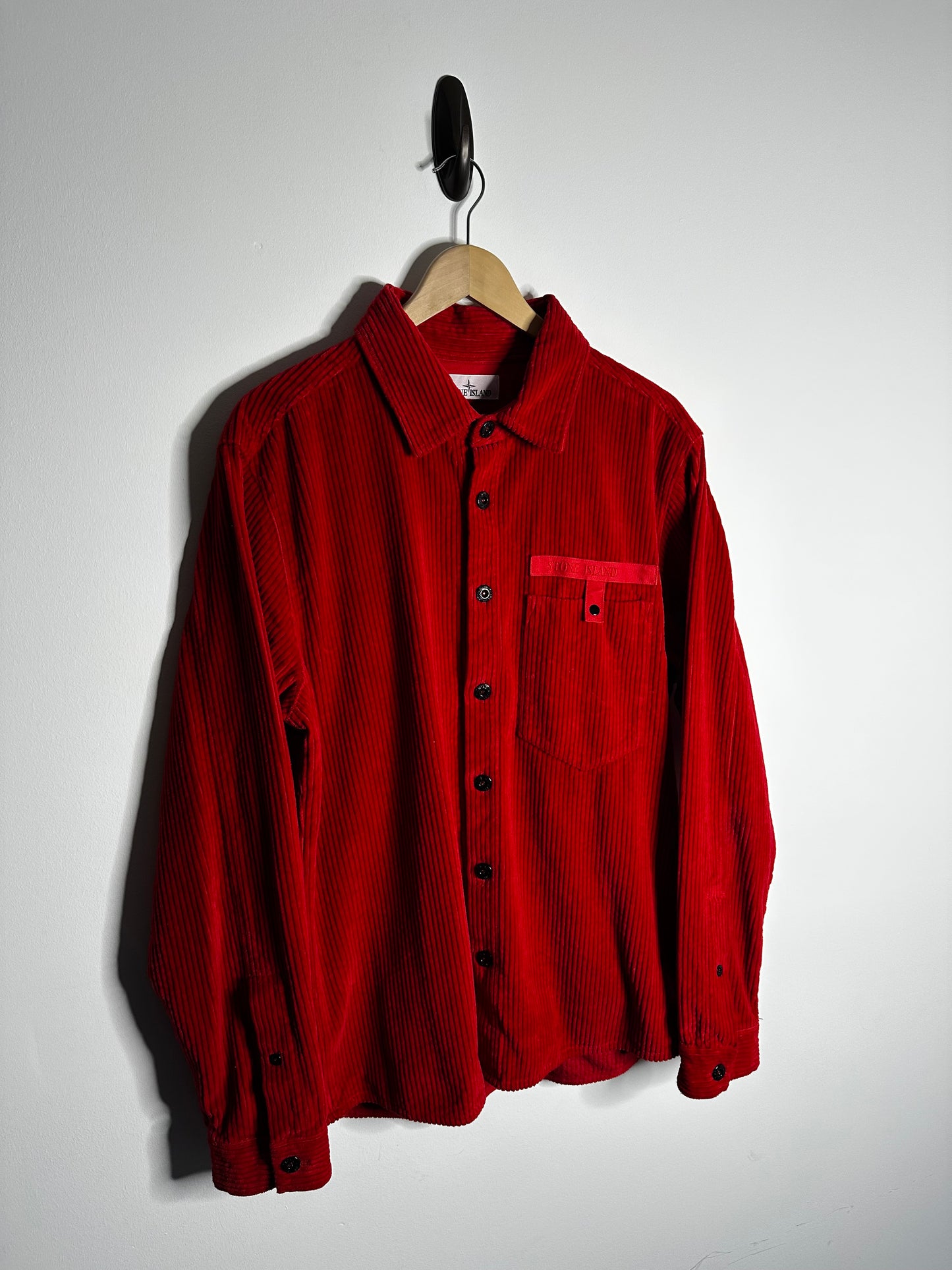 Stone Island Red Corduroy Overshirt - Large