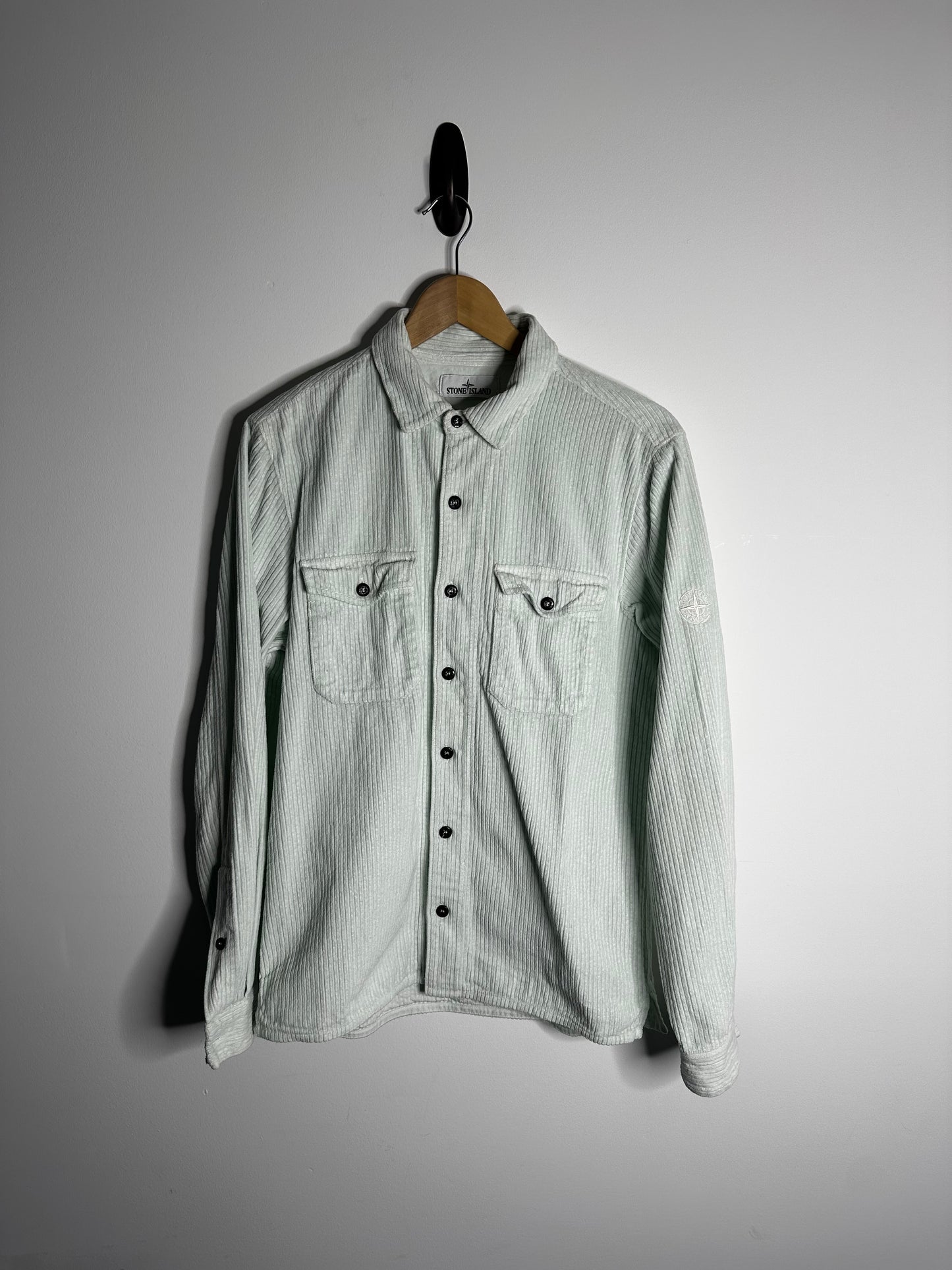 Stone Island Mint Blue Corduroy Overshirt - Medium
