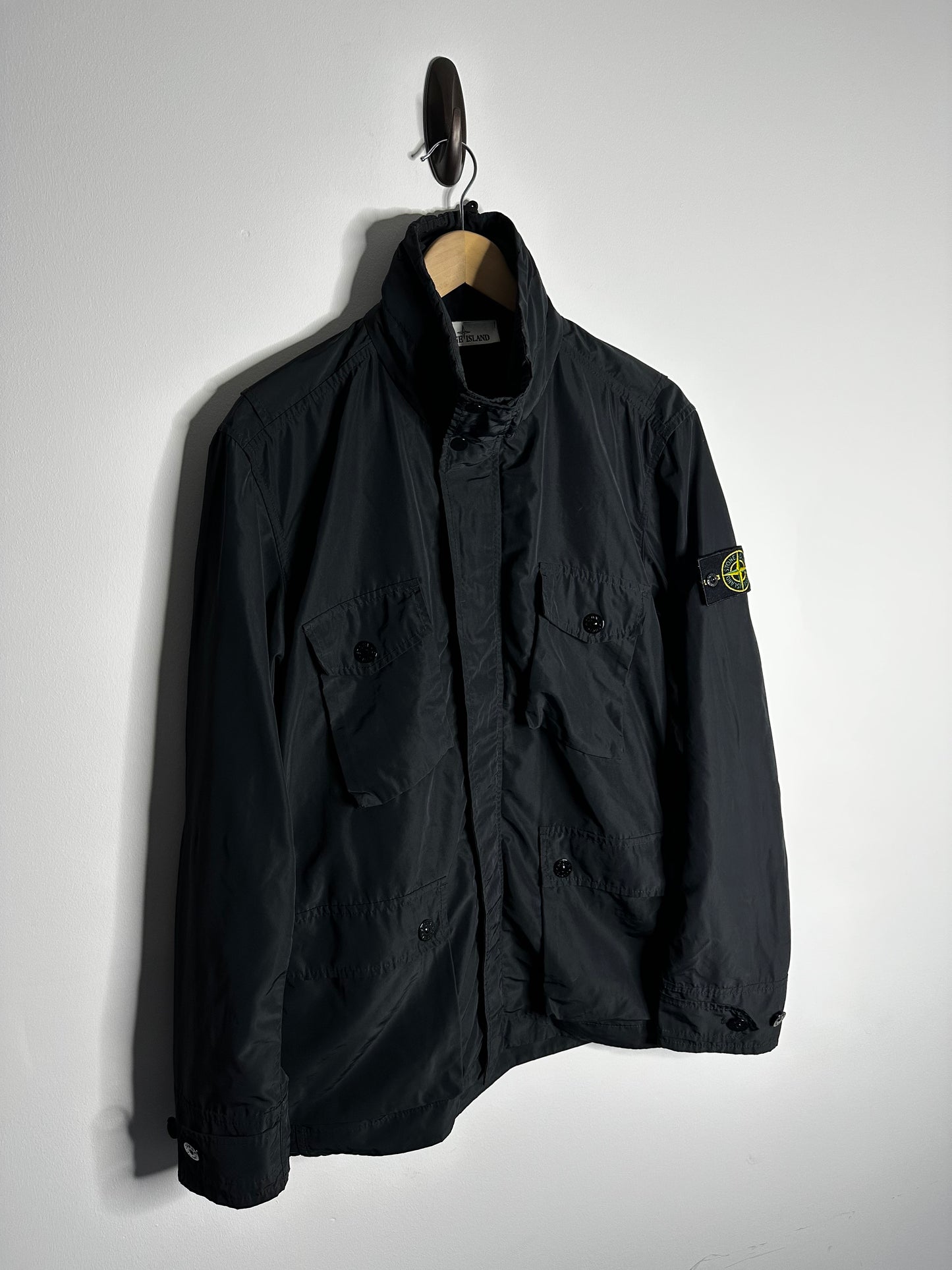 Stone Island Black Micro Reps Multi Pocket Field Jacket - Large