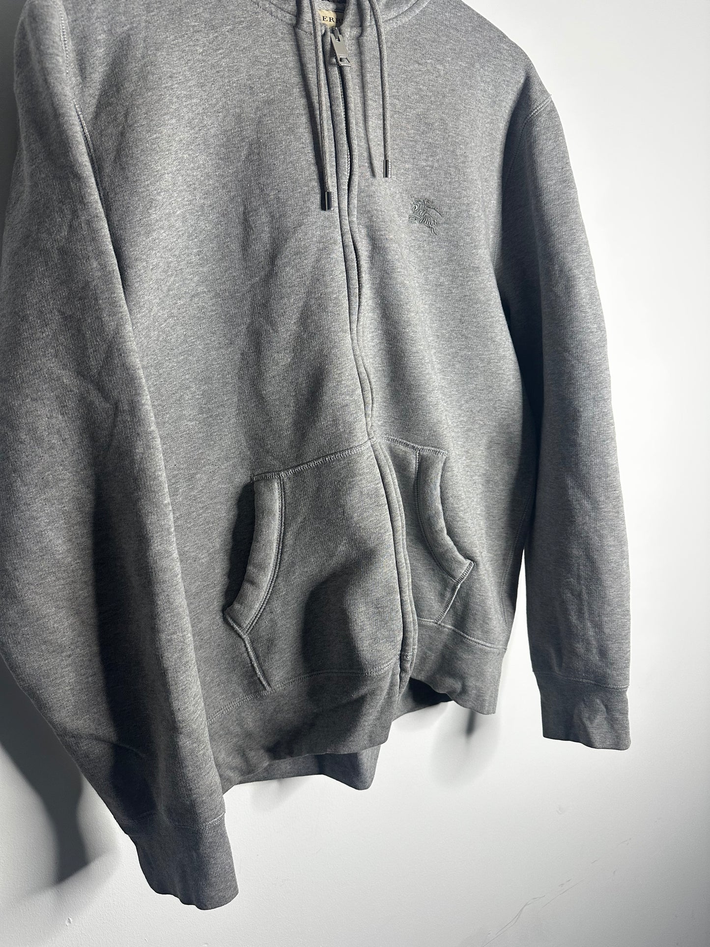 Burberry Grey Full Zip Nova Check Hood Hoodie - Extra Large