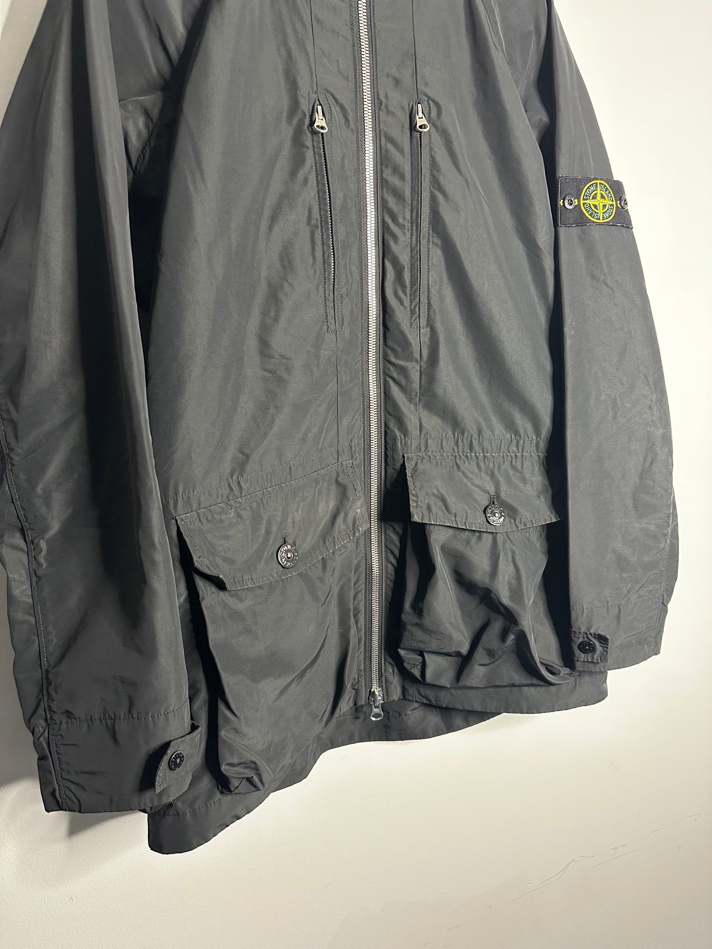 Stone Island Black Micro Reps Multipocket Parka - Large