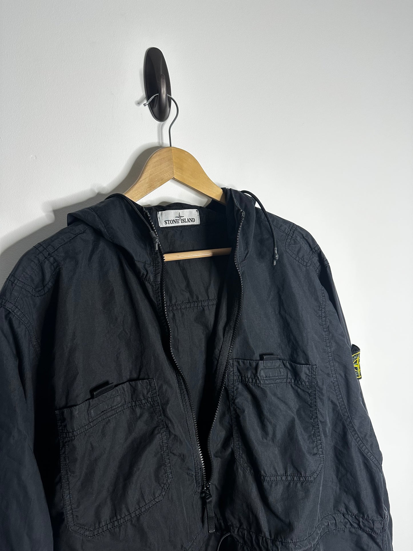 Stone Island Black LG Hooded Smock - Large