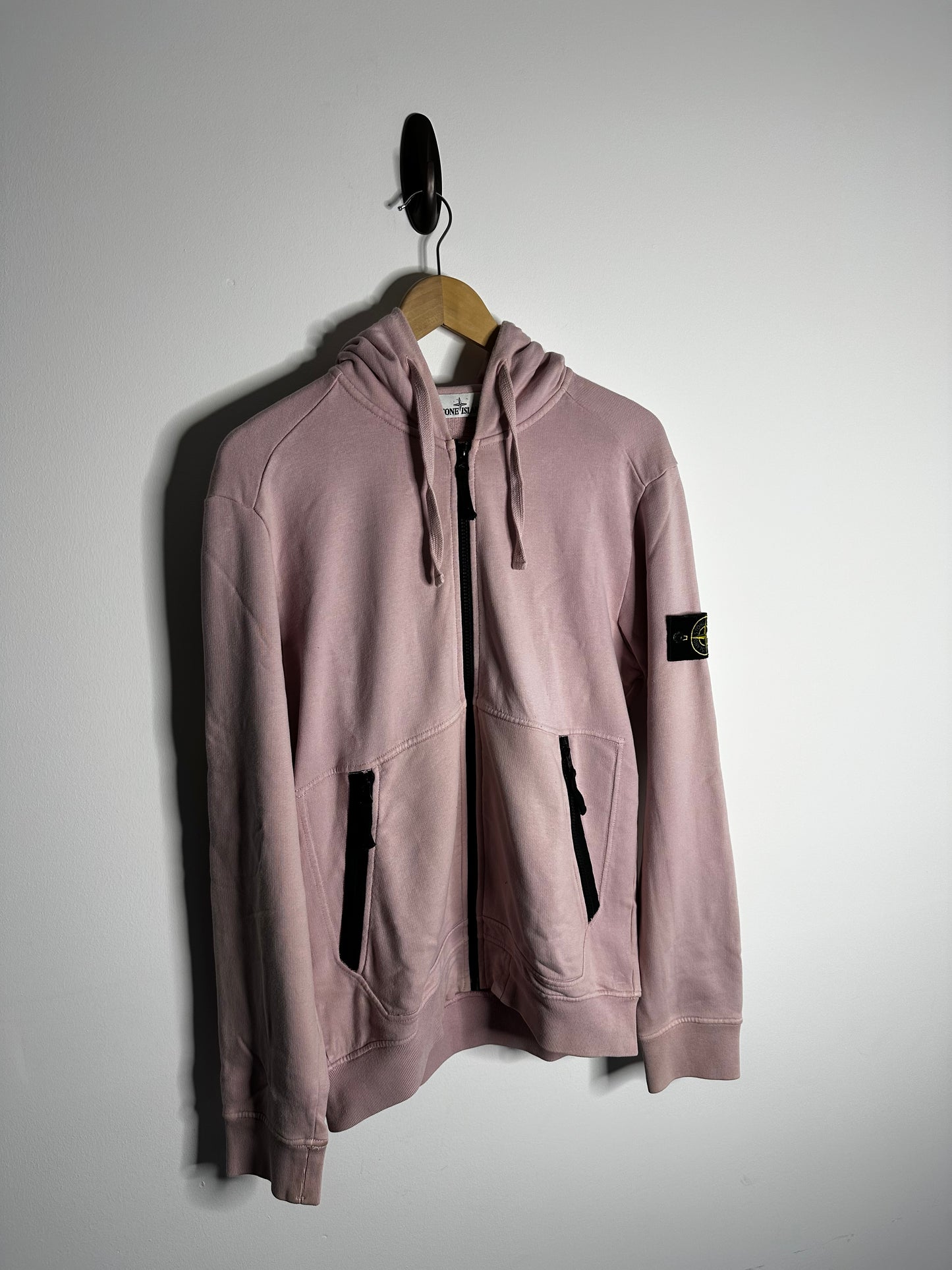 Stone Island Pink Full Zip Hoodie - Large