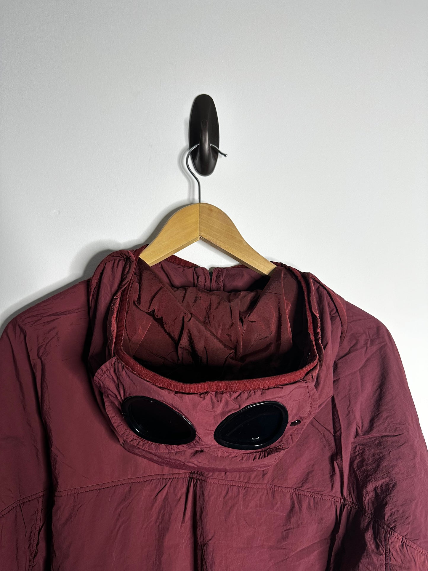 C.P. Company Burgundy G.D.P. Hooded Polartec Goggle Jacket - Extra Large